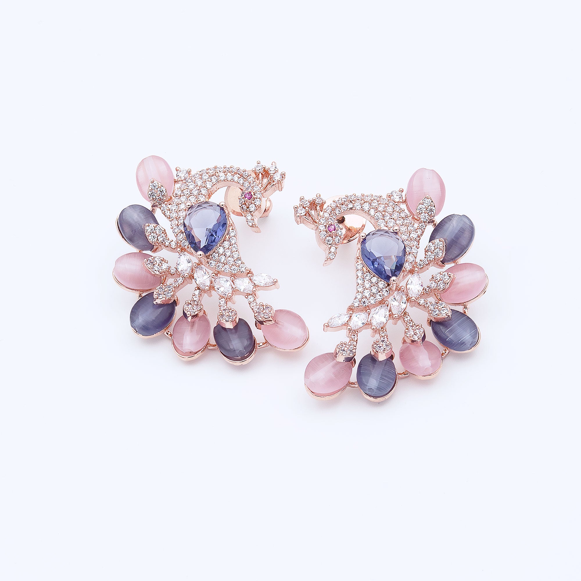Modern Multicolored Peacock Earrings