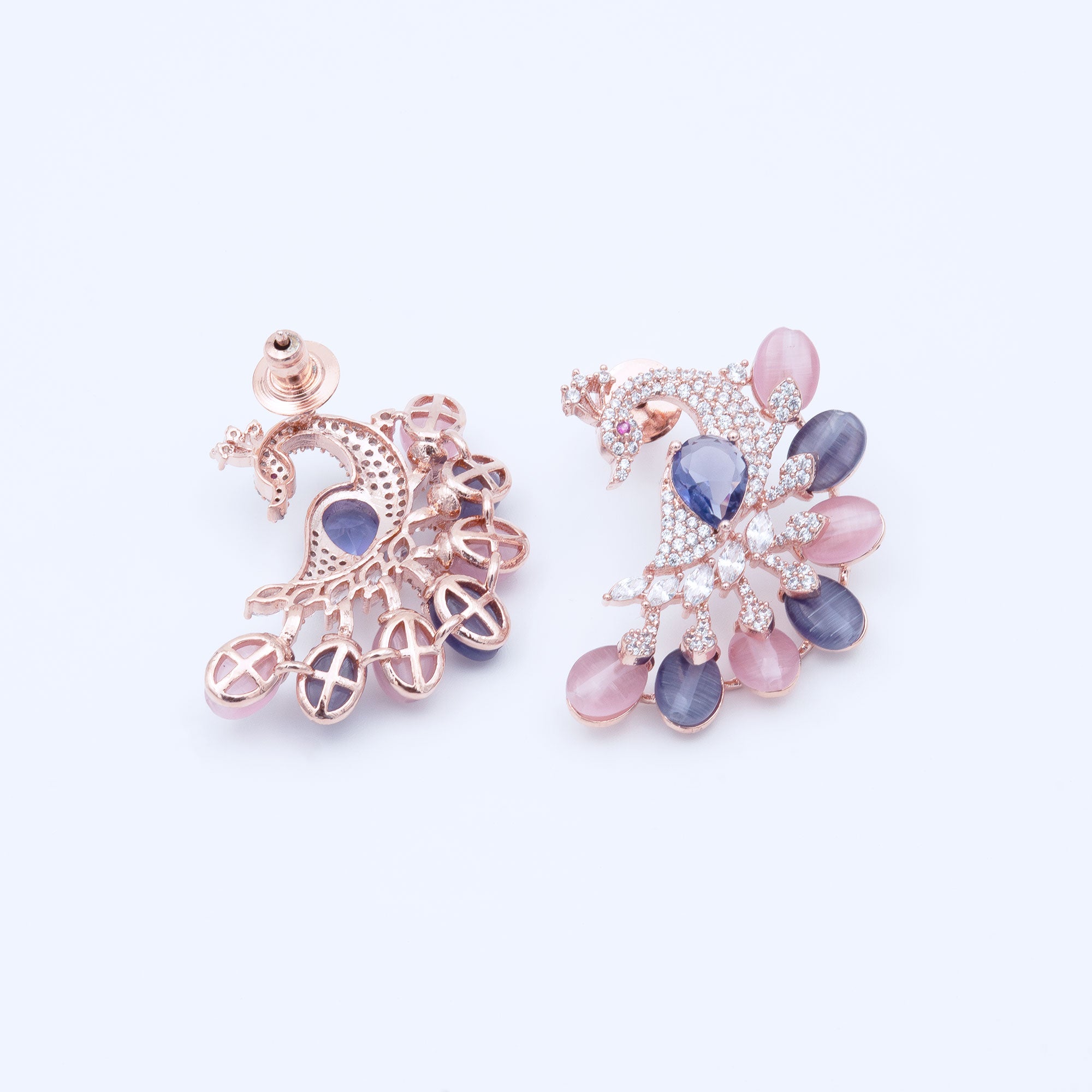Modern Multicolored Peacock Earrings