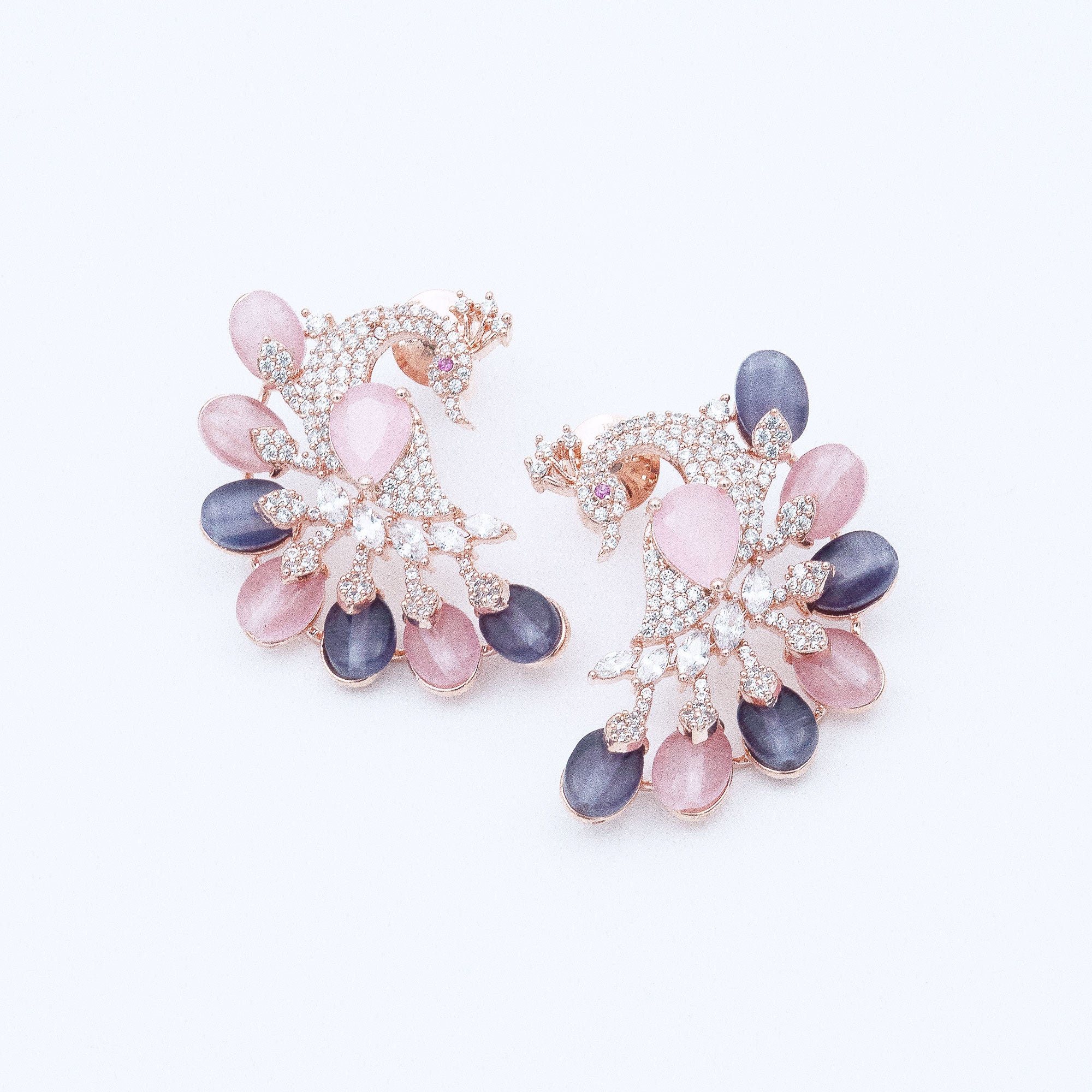 Modern Multicolored Peacock Earrings