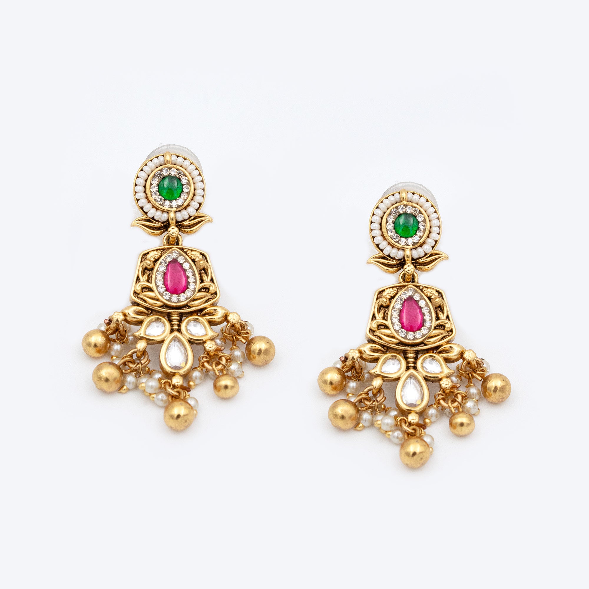 Traditional Floral Top Box Earring Set