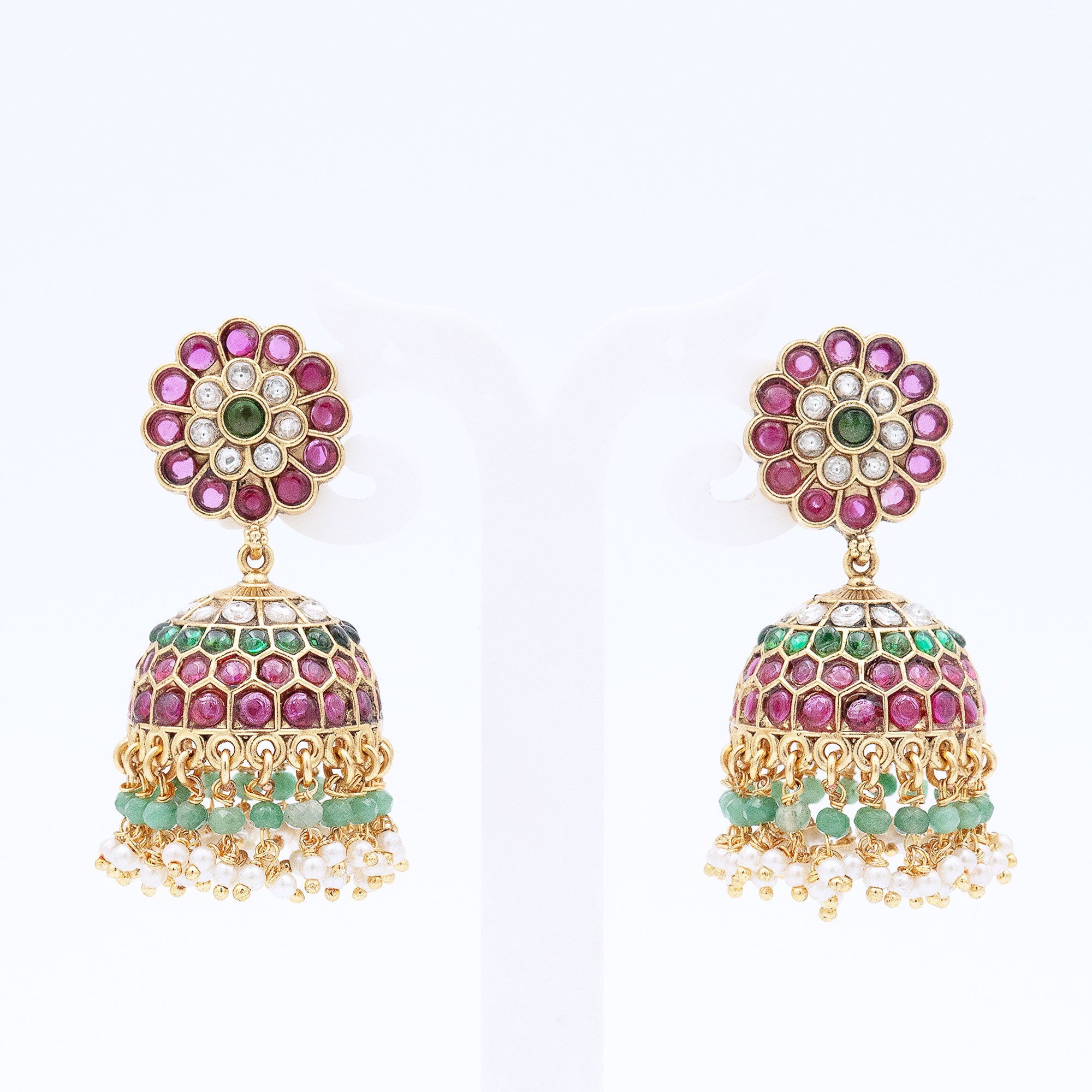 Traditional Multicolored Floral Earring Set