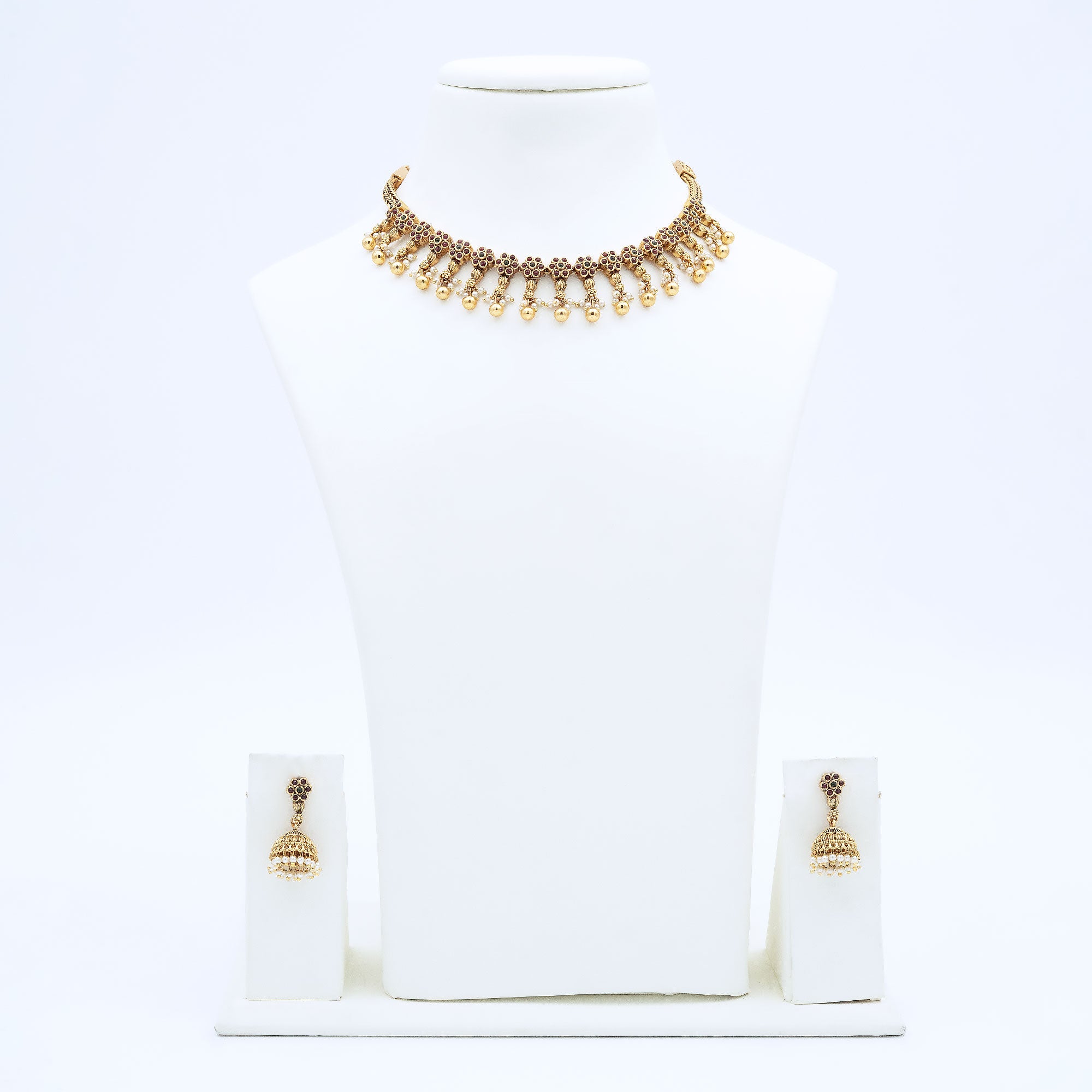 Trendy Linked Floral Necklace Set