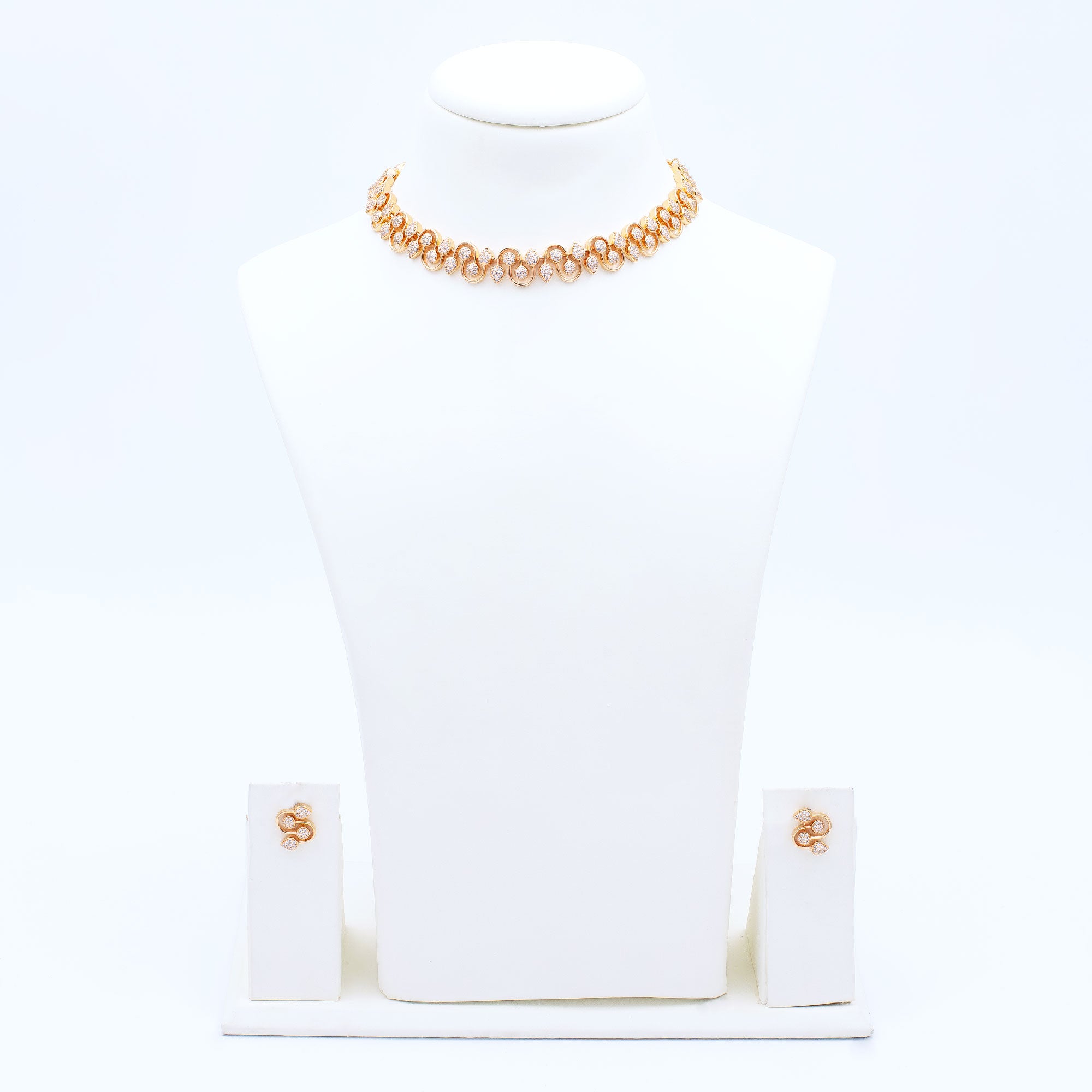 Modern Interlink Leaf Necklace Set