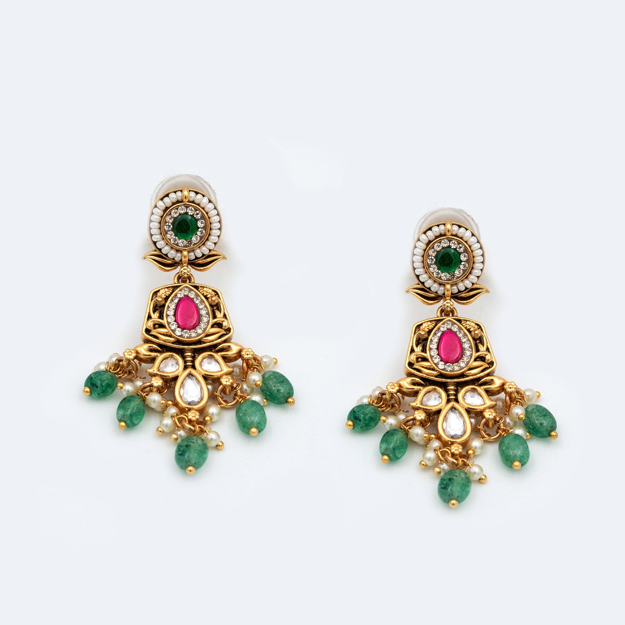 Traditional Floral Top Box Earring Set
