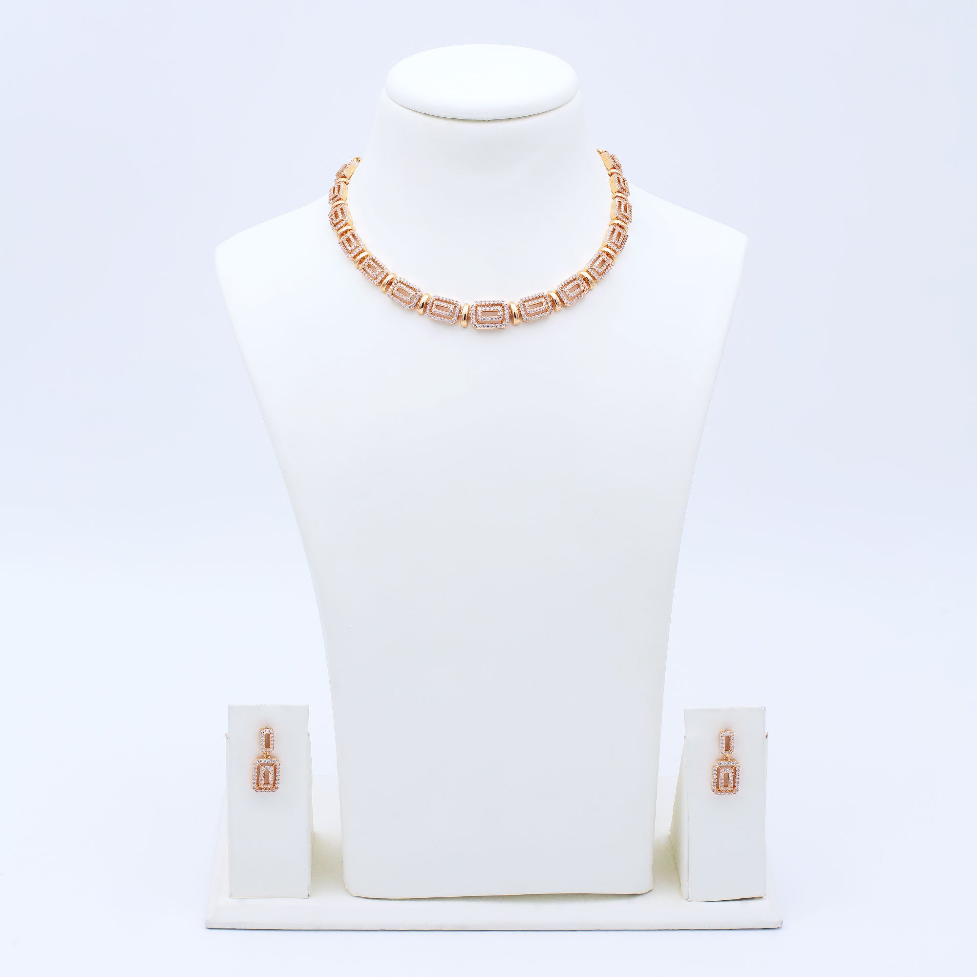 Modern Hollow Box Necklace Set