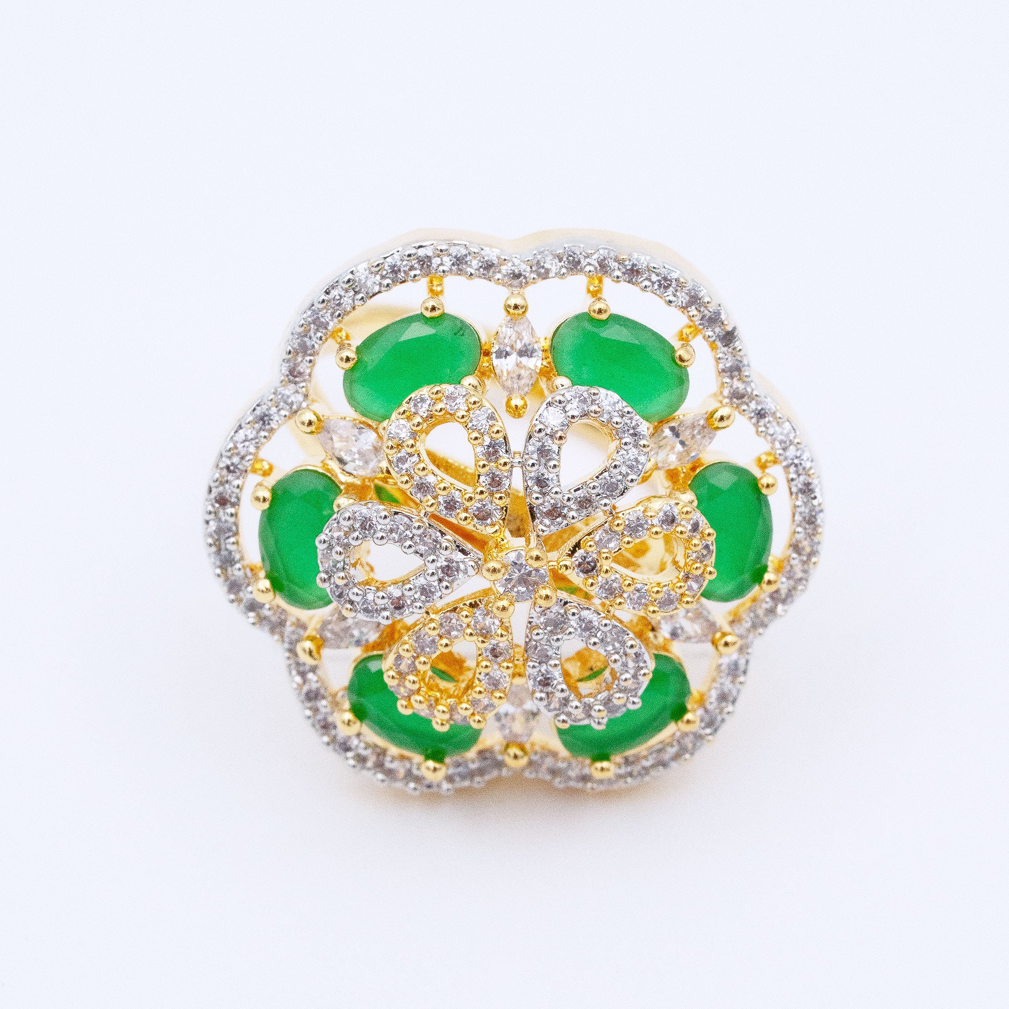 Trendy Hollow Two Layer Floral Ring