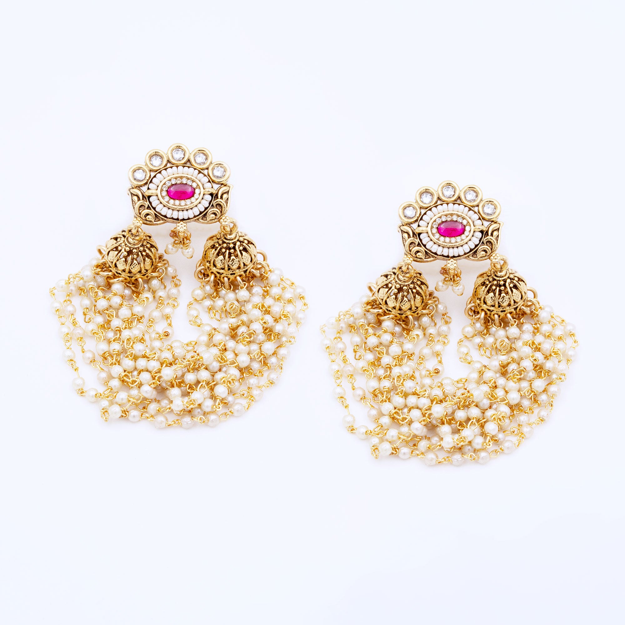Traditional Layered Crown Earring Set