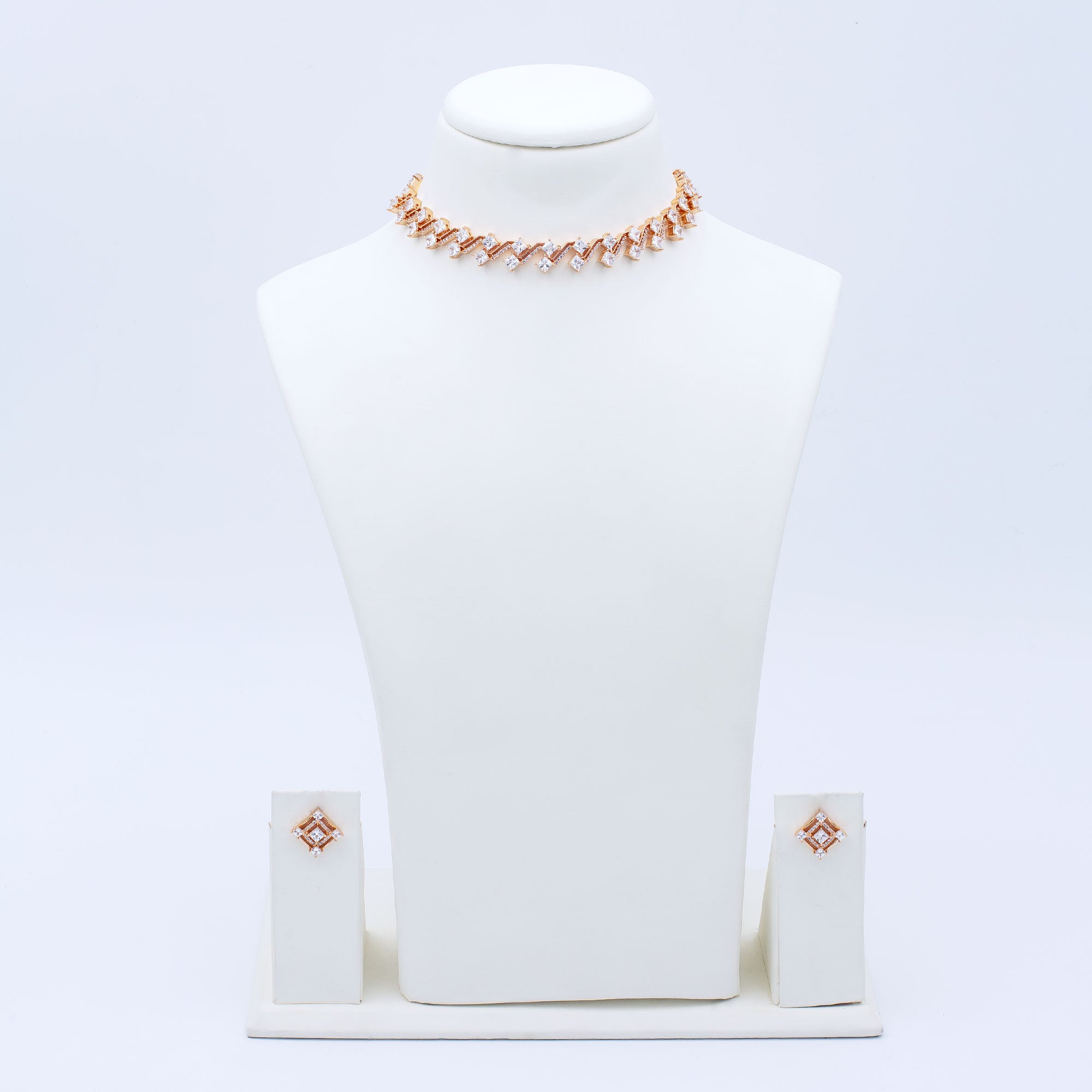 Modern Interlink Zigzag Necklace Set