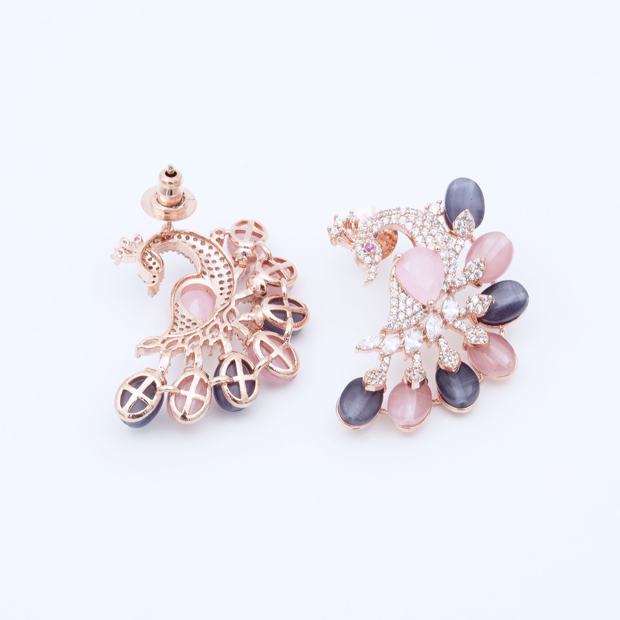 Modern Multicolored Peacock Earrings