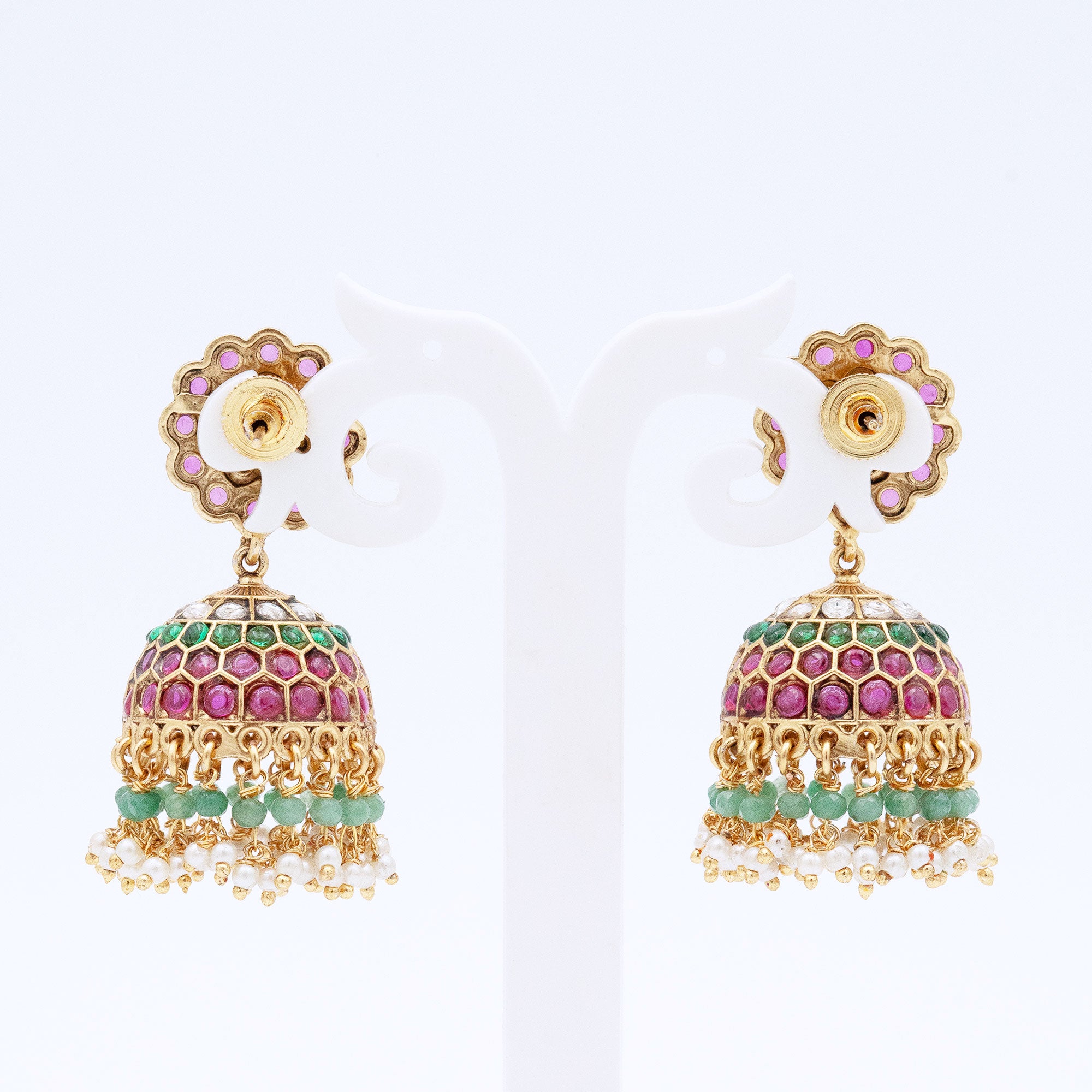 Traditional Multicolored Floral Earring Set