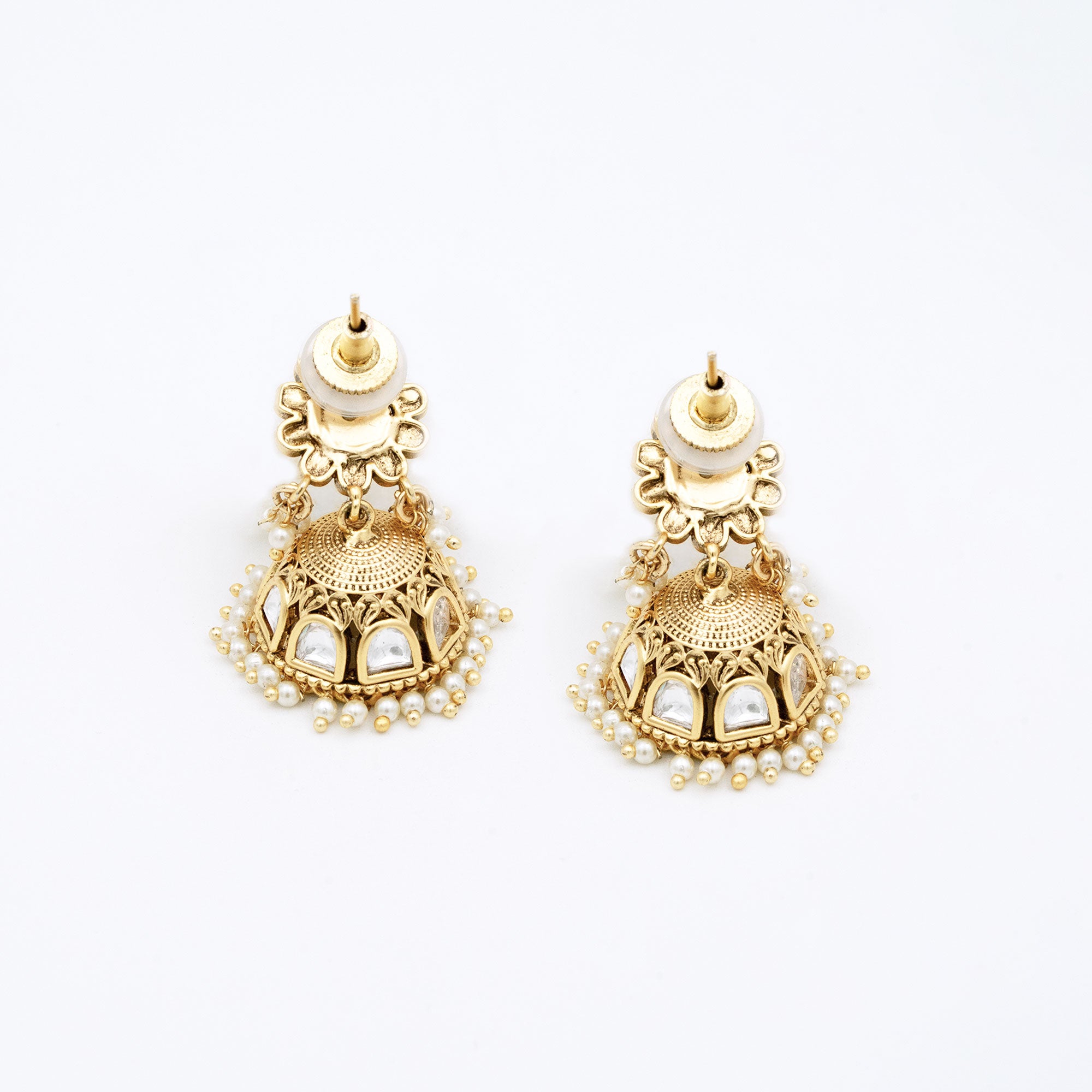 Traditional Floral Half Dome Earring Set
