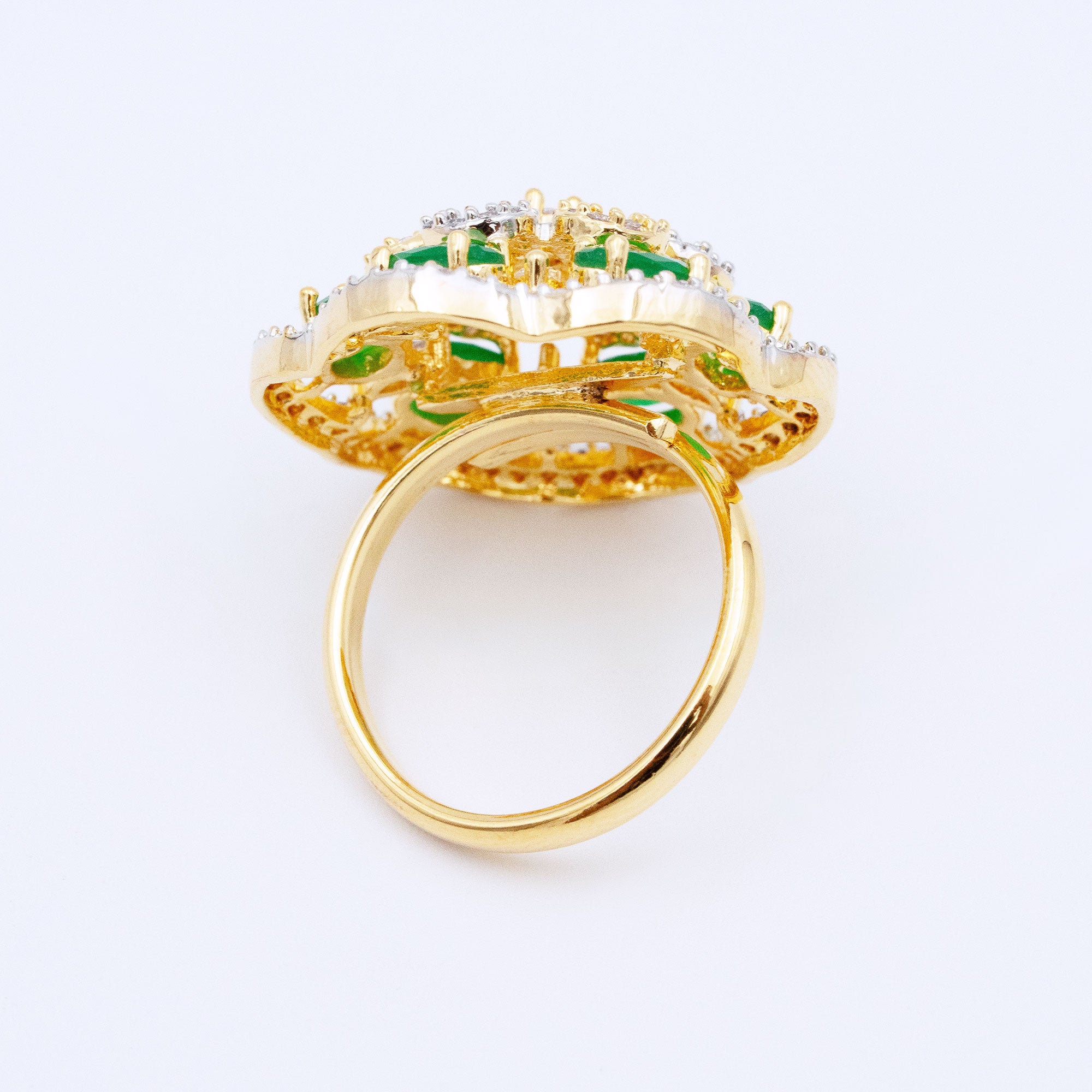 Trendy Hollow Two Layer Floral Ring
