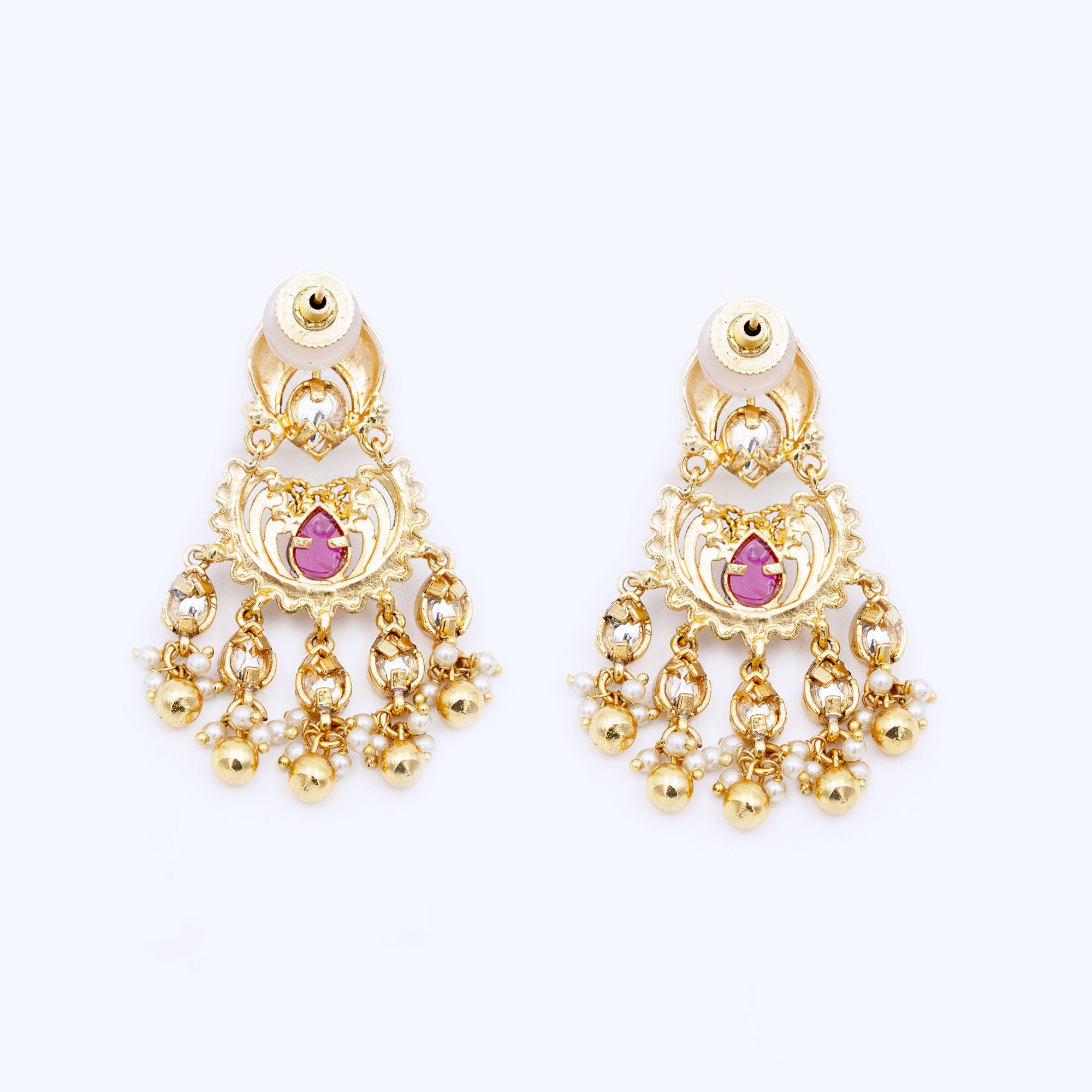 Traditional Spear Half Floral Earring Set