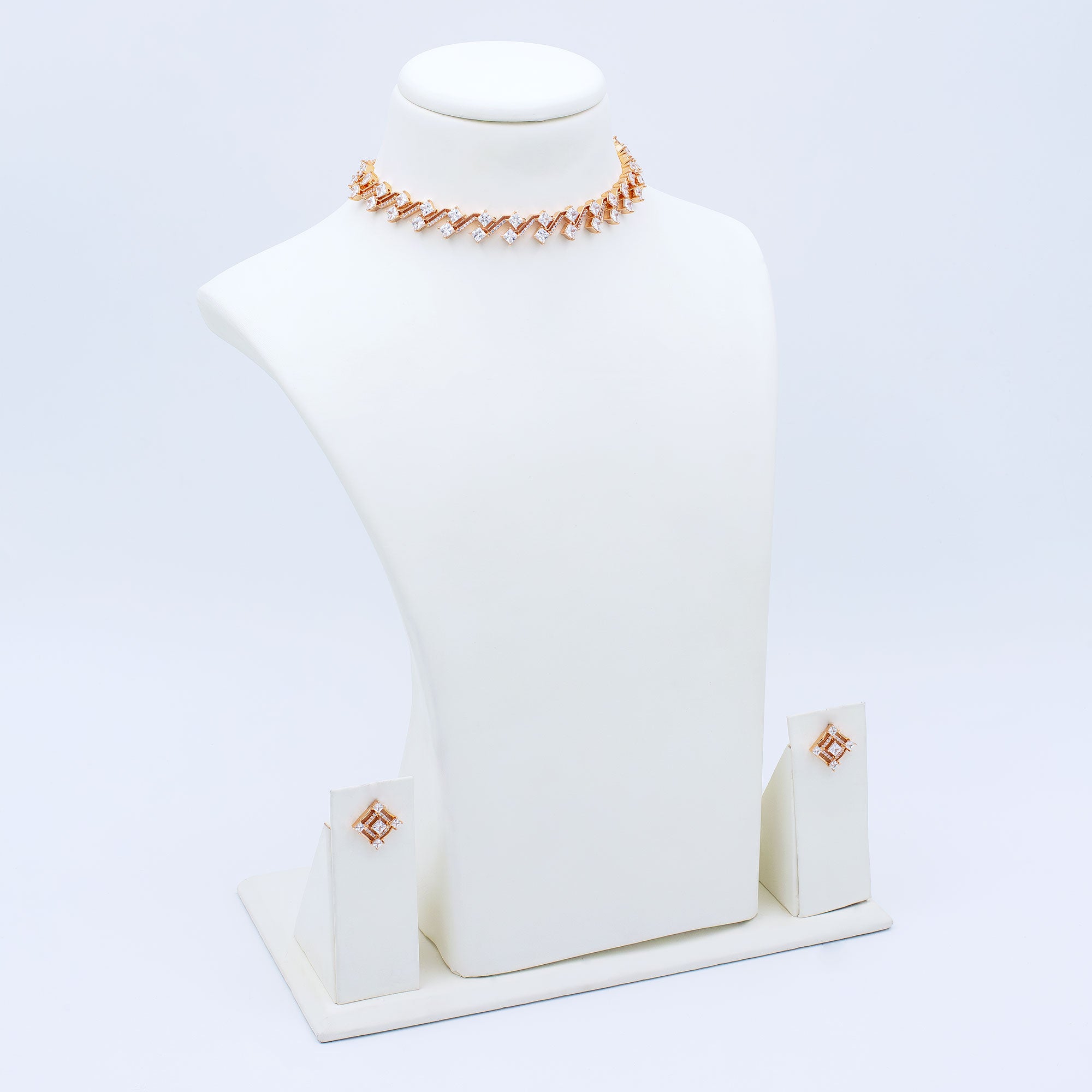Modern Interlink Zigzag Necklace Set