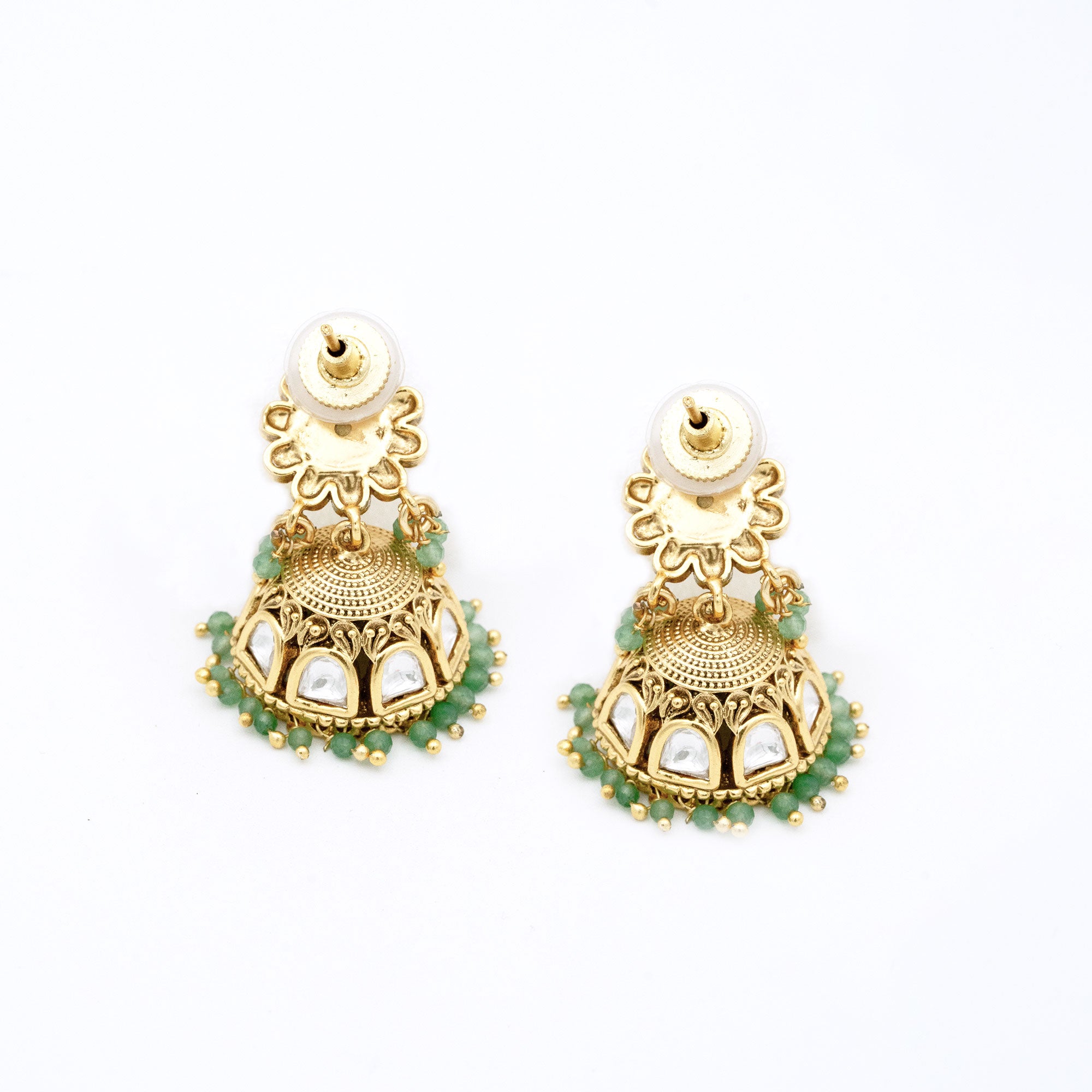 Traditional Floral Half Dome Earring Set