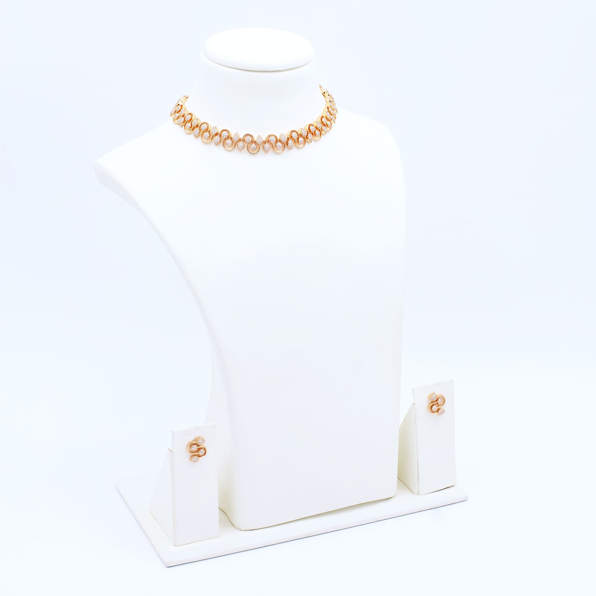 Modern Interlink Leaf Necklace Set
