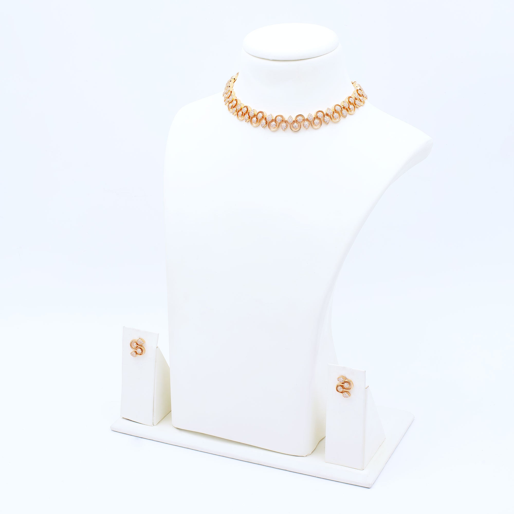 Modern Interlink Leaf Necklace Set