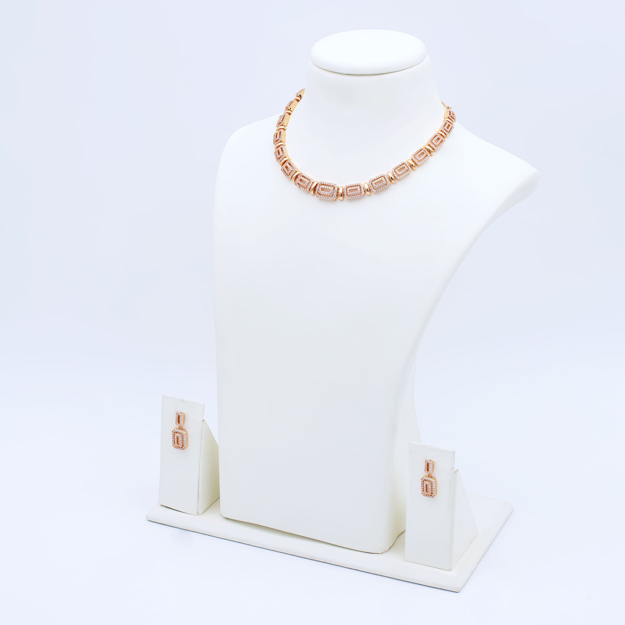 Modern Hollow Box Necklace Set