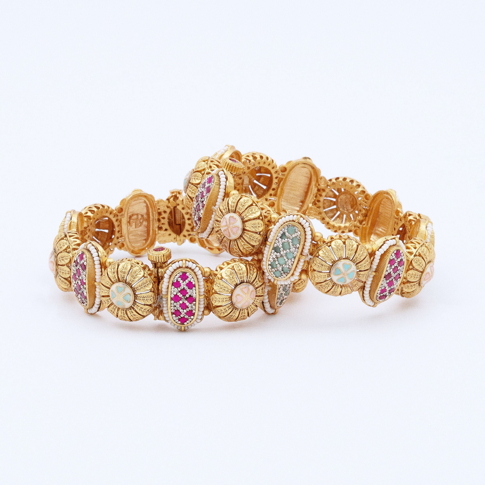 Trendy Round and Capsule shape Bangles (Set of 2)