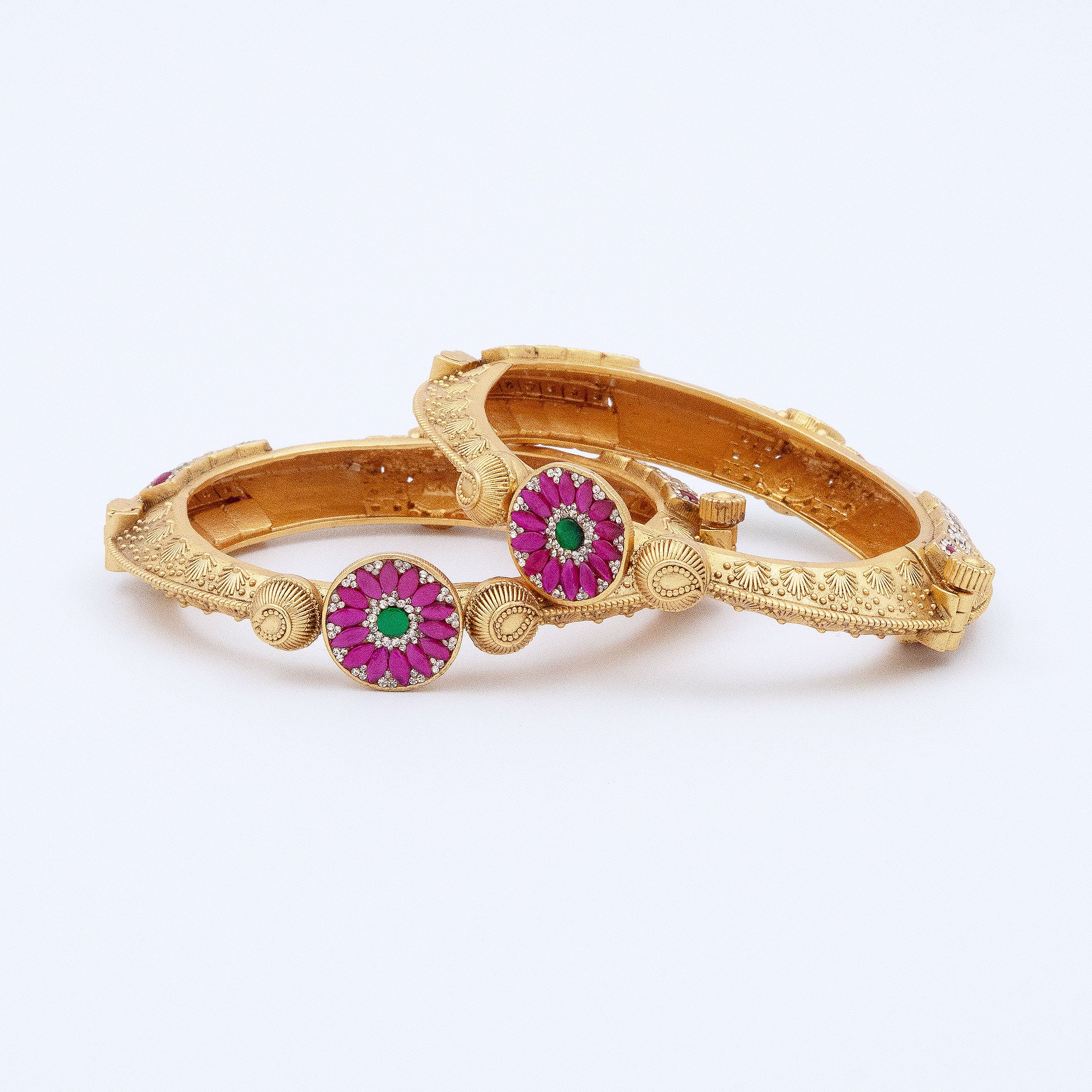 Trendy Sunflower Oval Shaped Bangles (Set of 2)