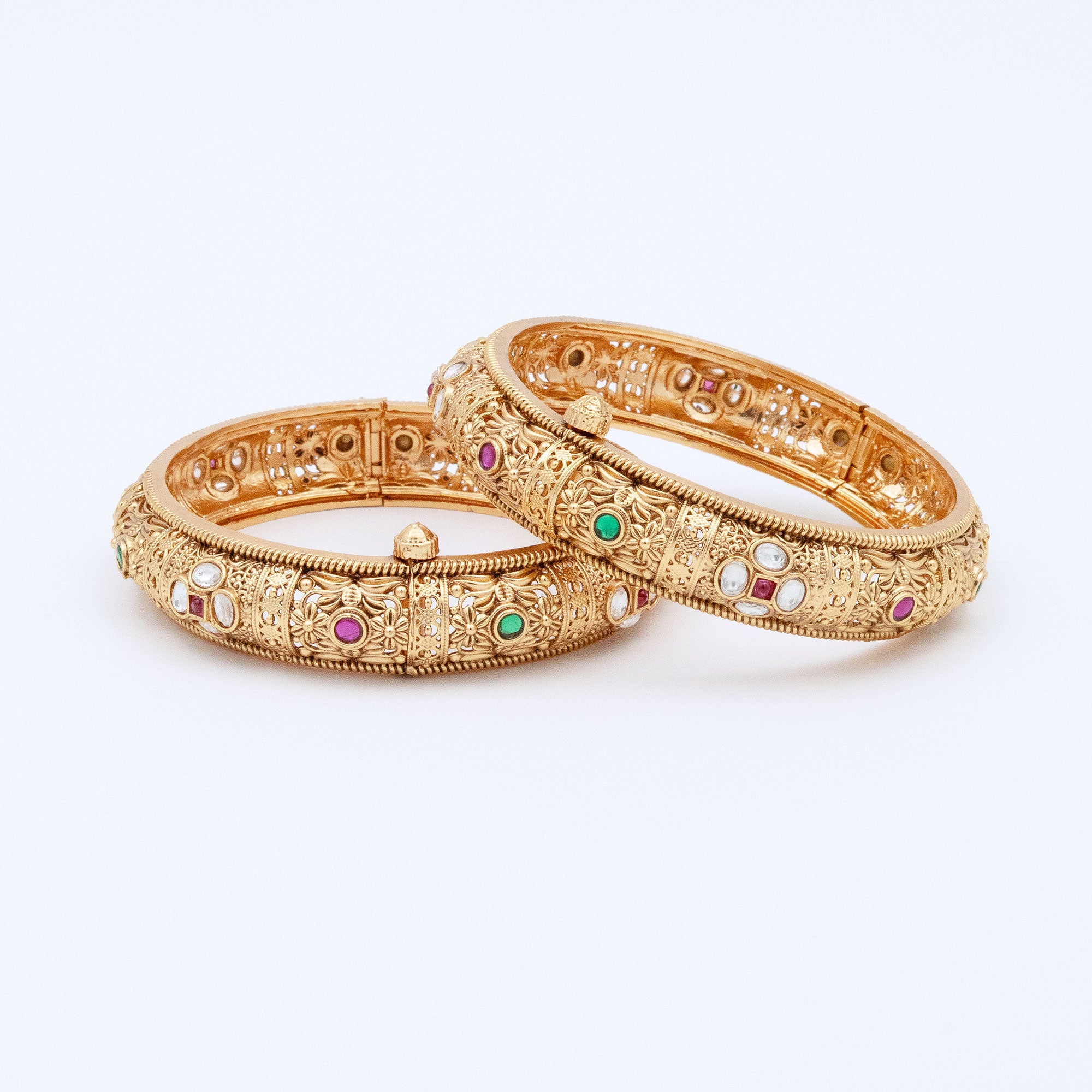 Trendy Alternate Floral Bangles (Set of 2)