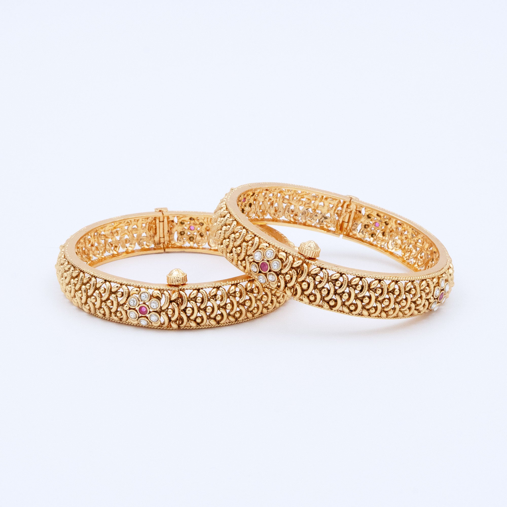Trendy Floral Bangle (Set of 2)