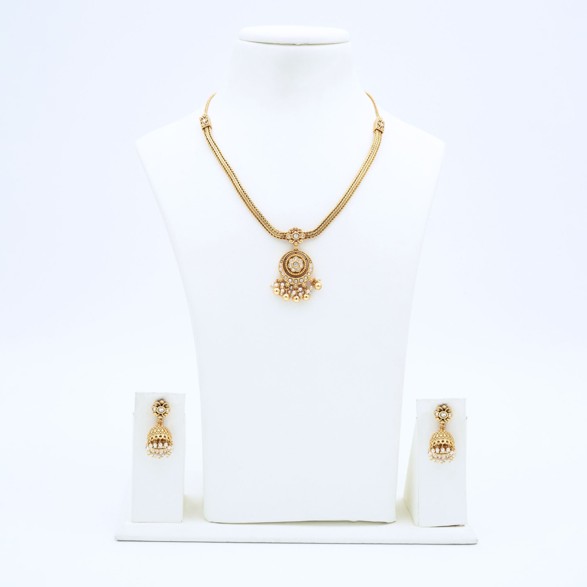 Trendy Necklace Set with Crescent Pendant