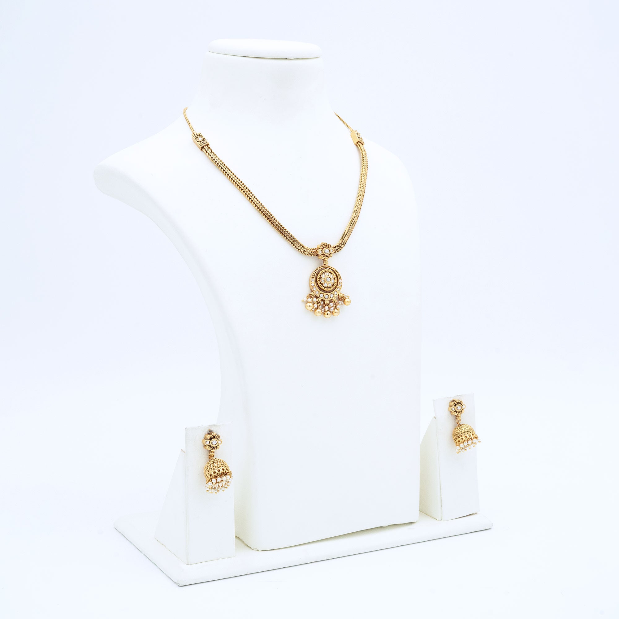Trendy Necklace Set with Crescent Pendant