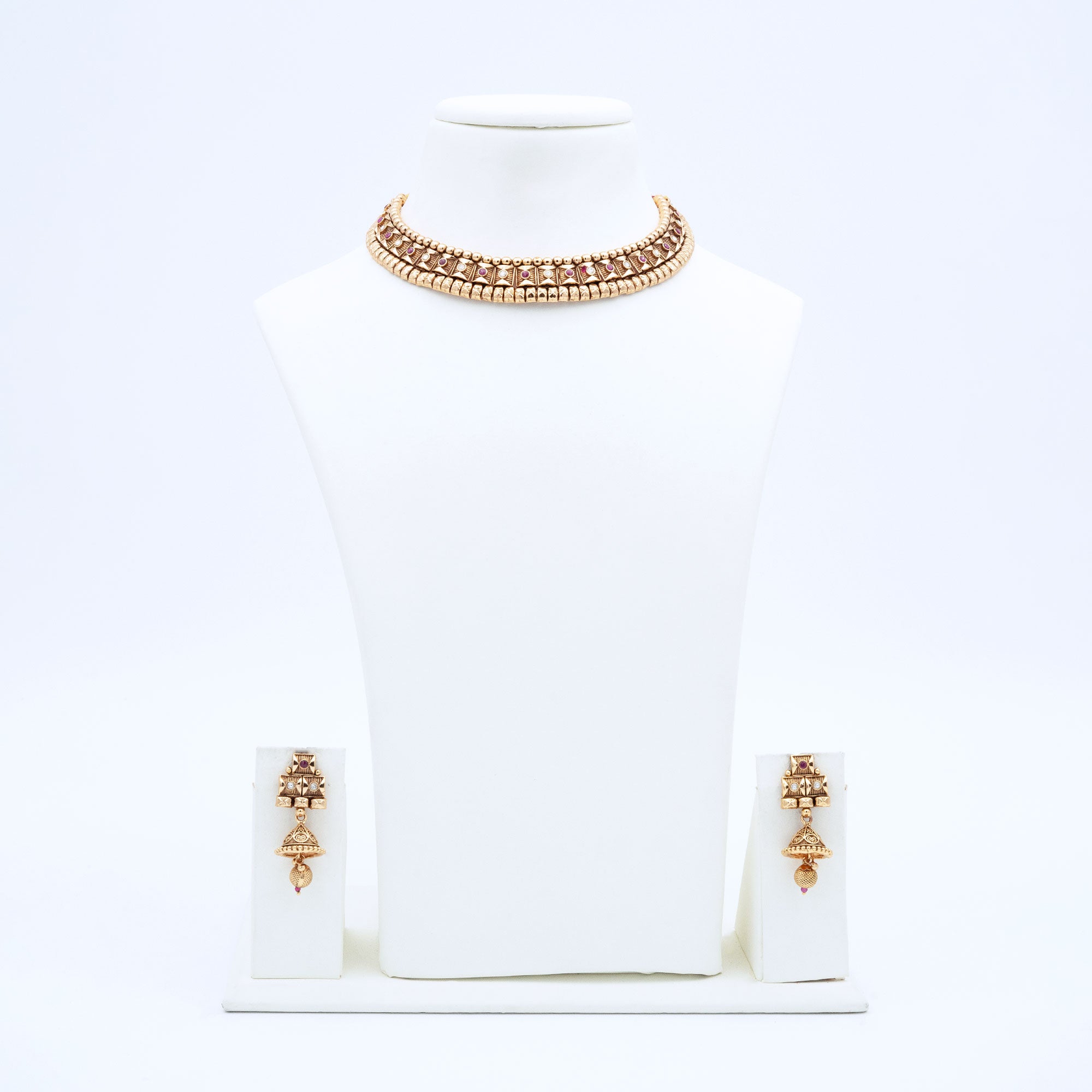 Trendy Necklace Set with Geometric Link Design