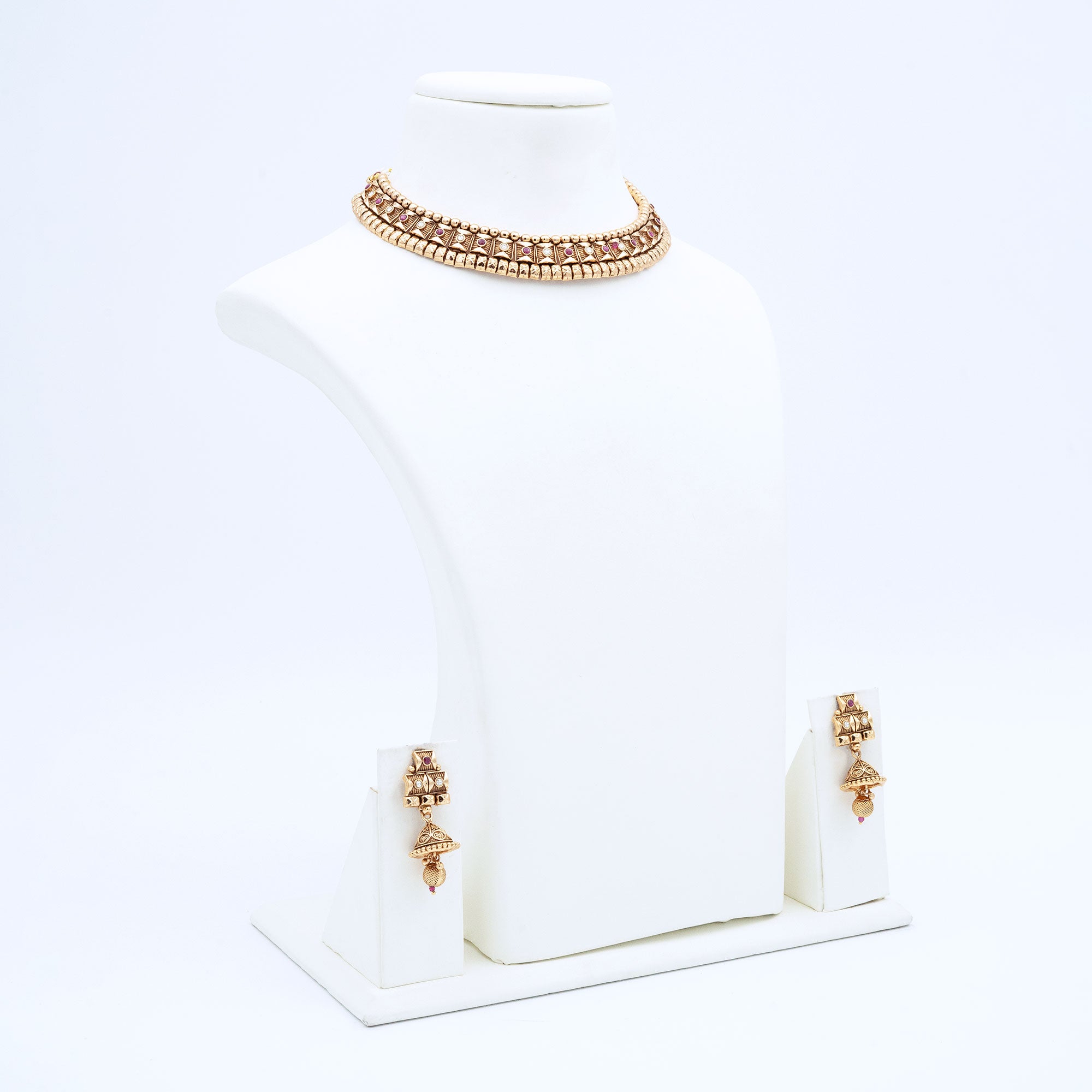 Trendy Necklace Set with Geometric Link Design