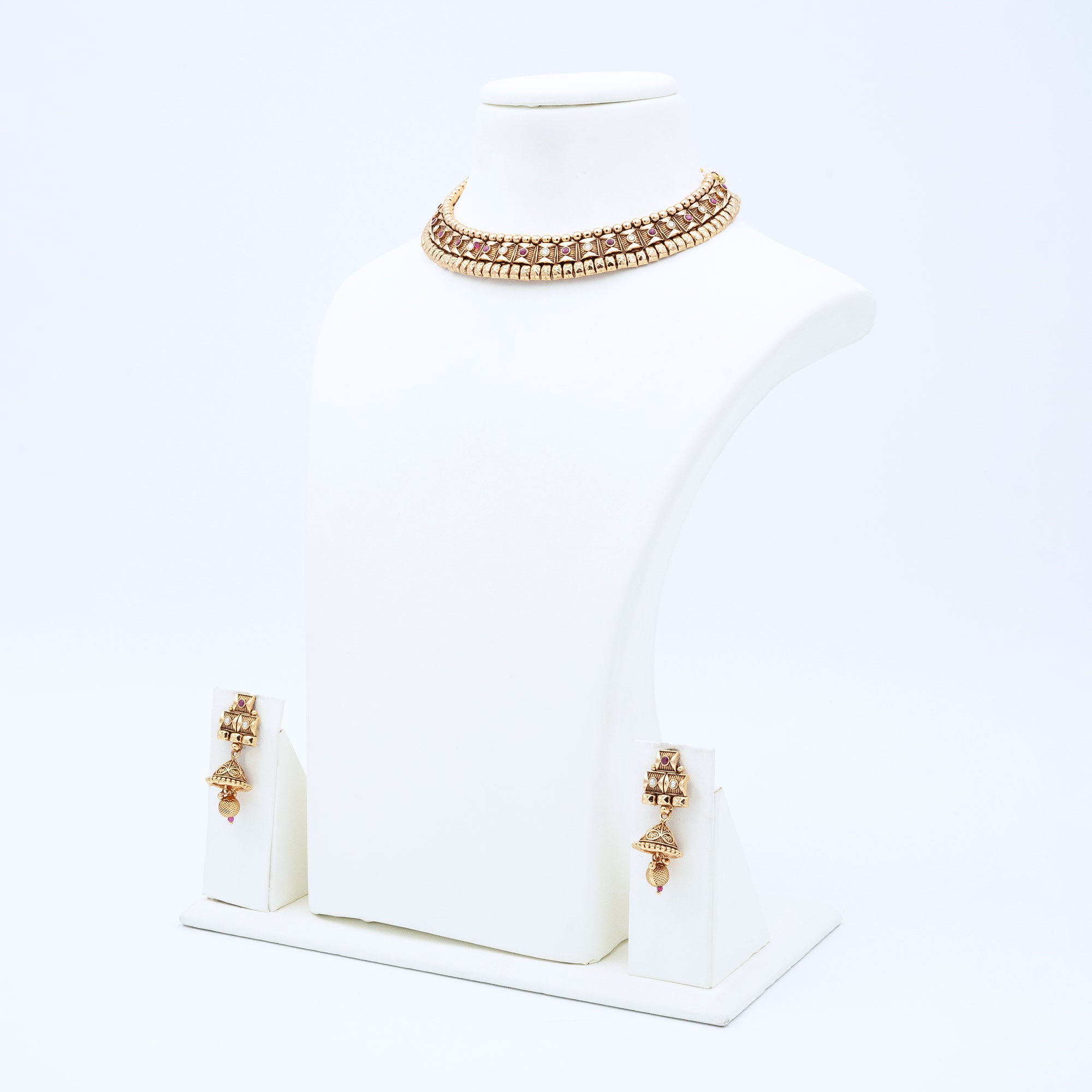 Trendy Necklace Set with Geometric Link Design