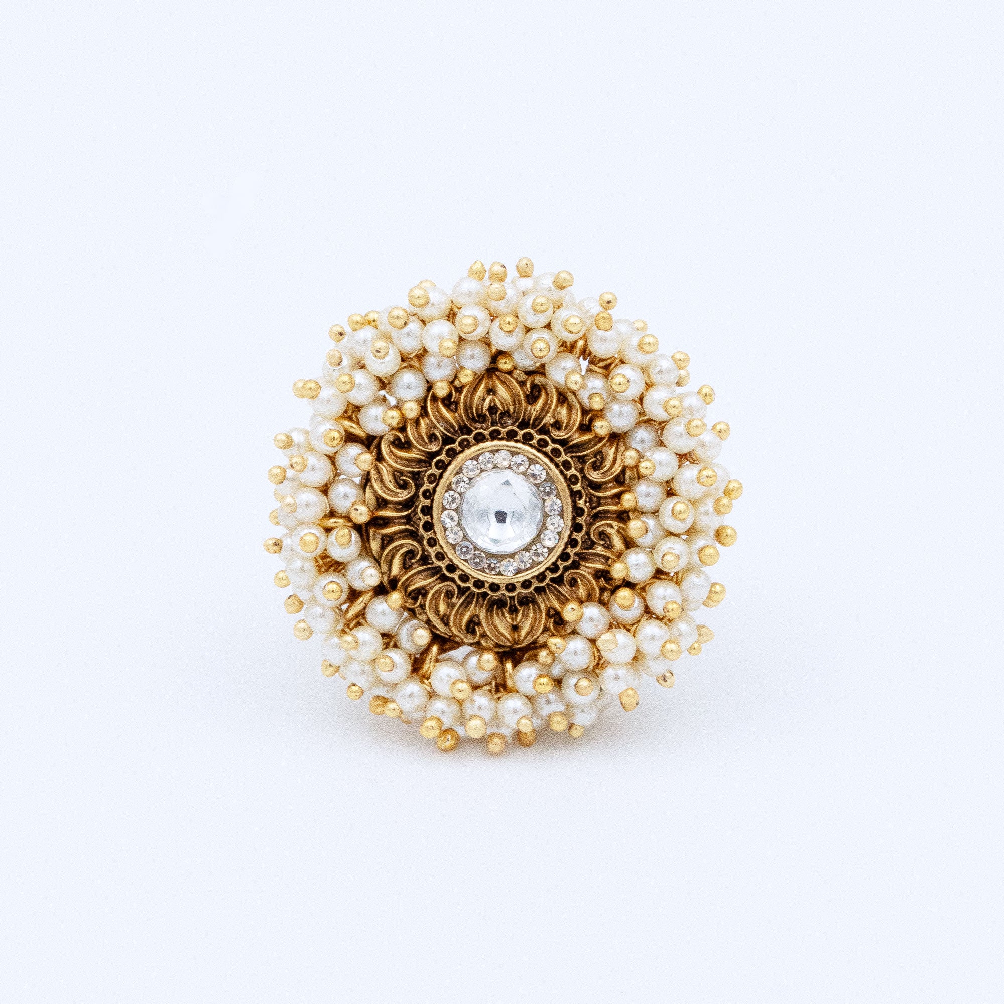 Trendy Pearly Circle RIng