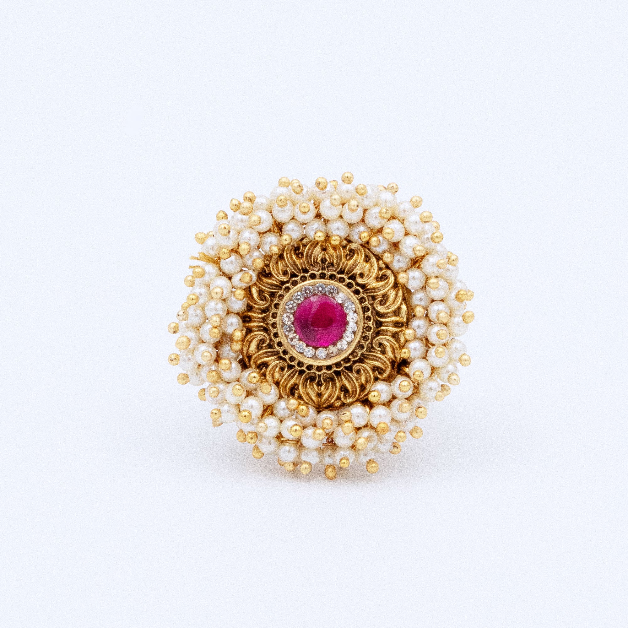 Trendy Pearly Circle RIng