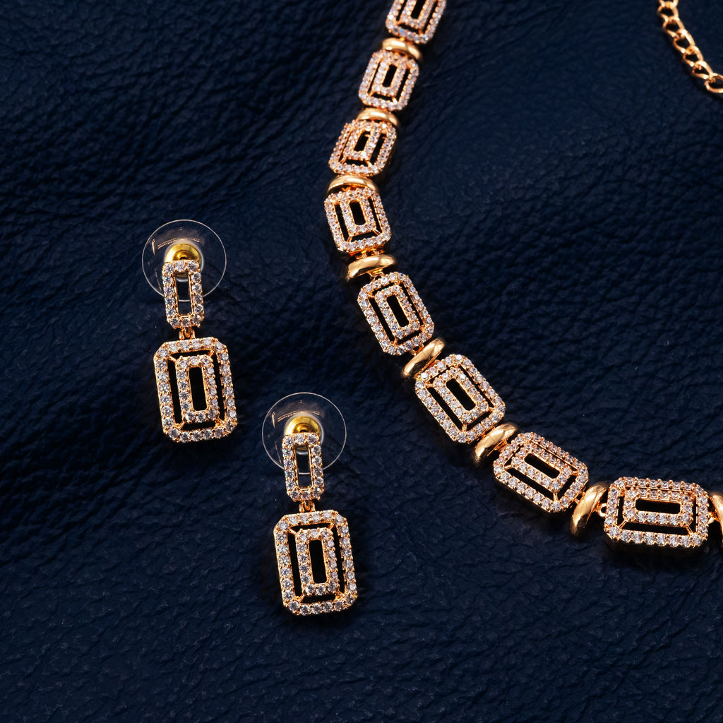 Modern Hollow Box Necklace Set