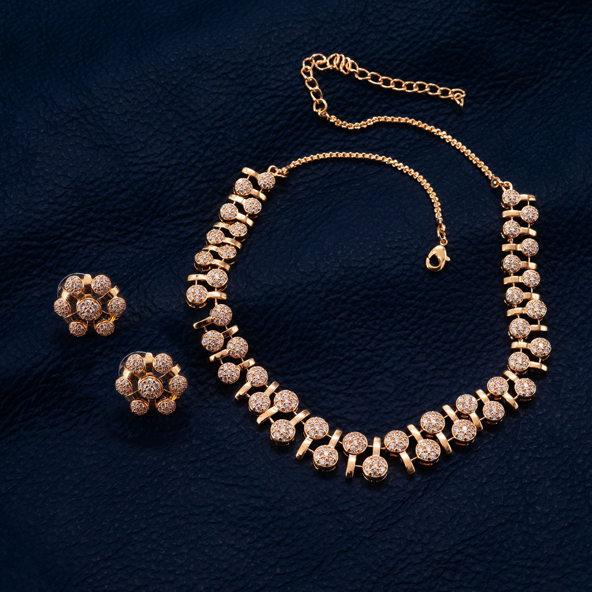 Modern Alternate Round Link Necklace Set