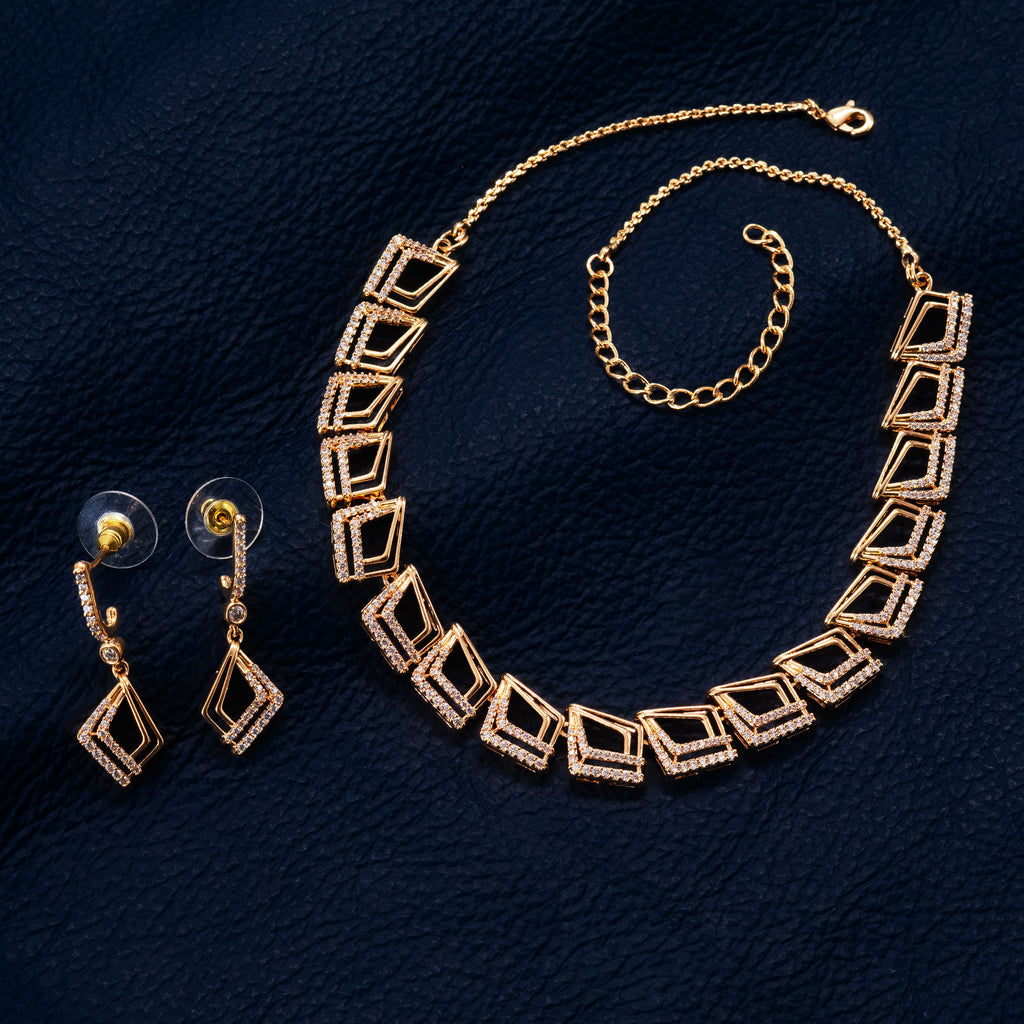 Modern Geometrical Link Necklace Set