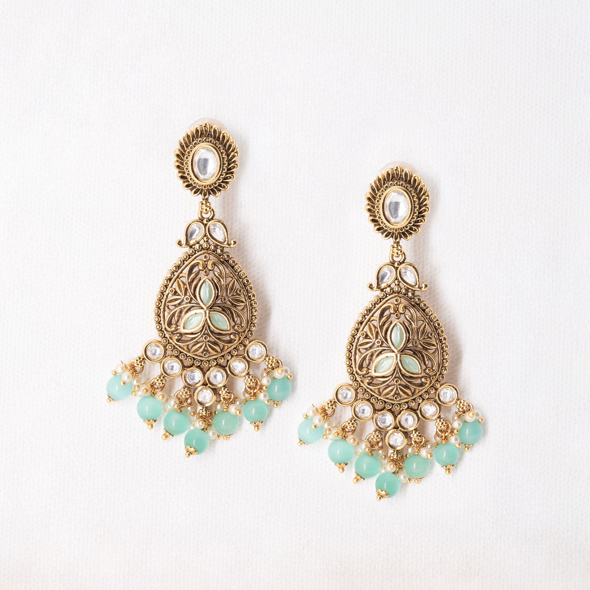 Traditional Round Top Spear Earring Set