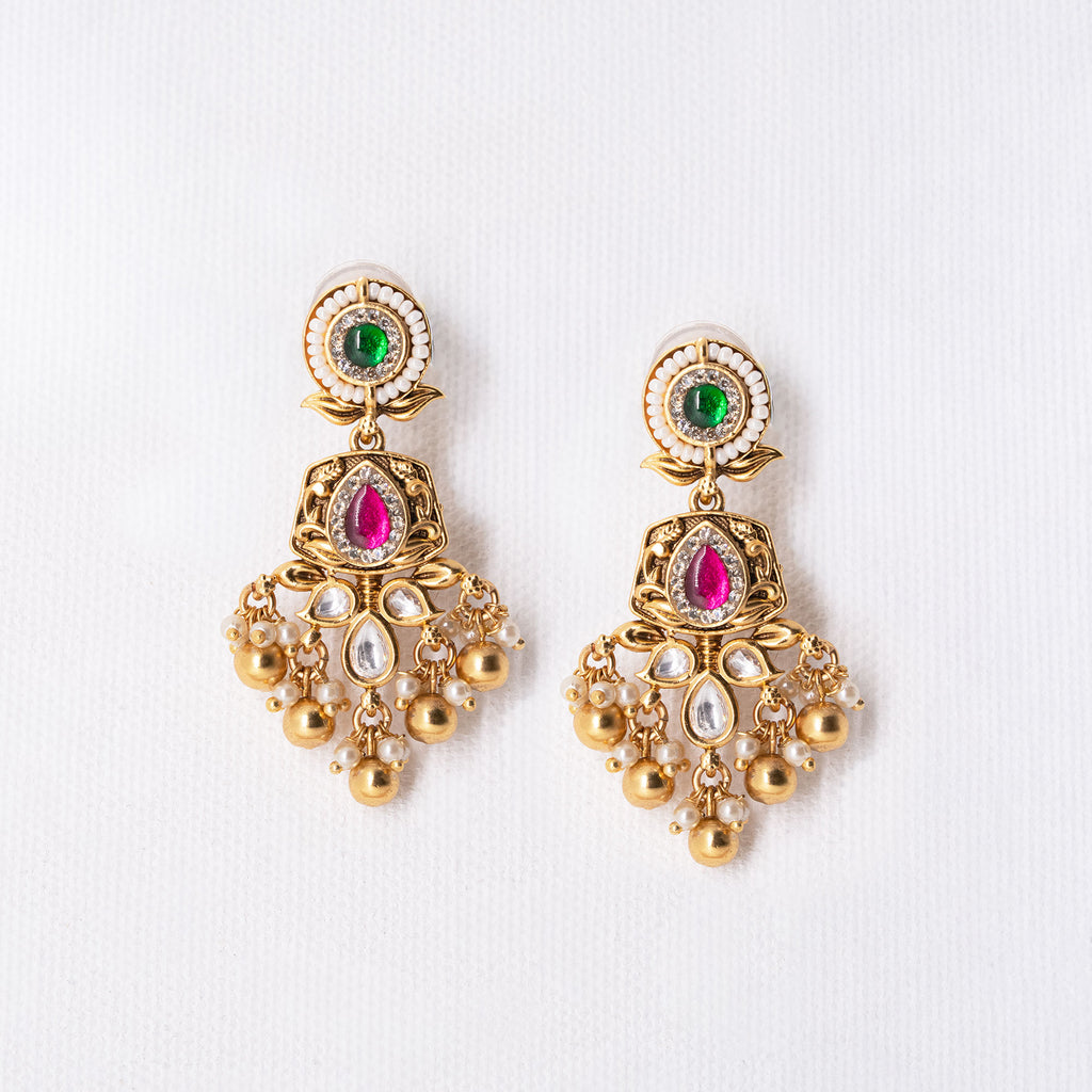 Traditional Floral Top Box Earring Set