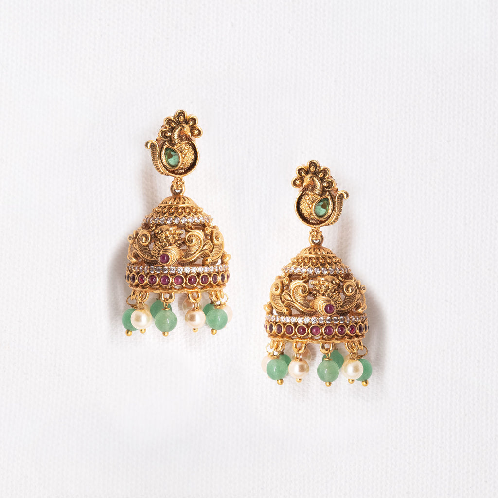 Traditional Peacock Top Earring Set