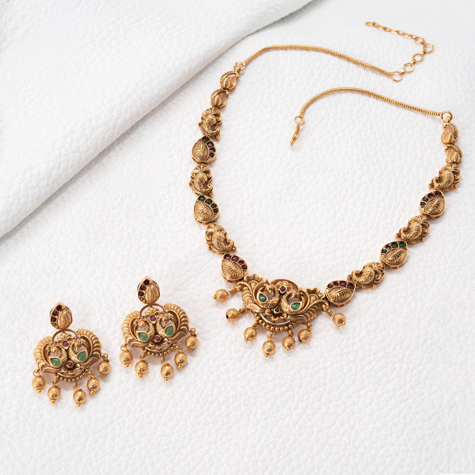 Traditional Peacock and Fish Necklace Set