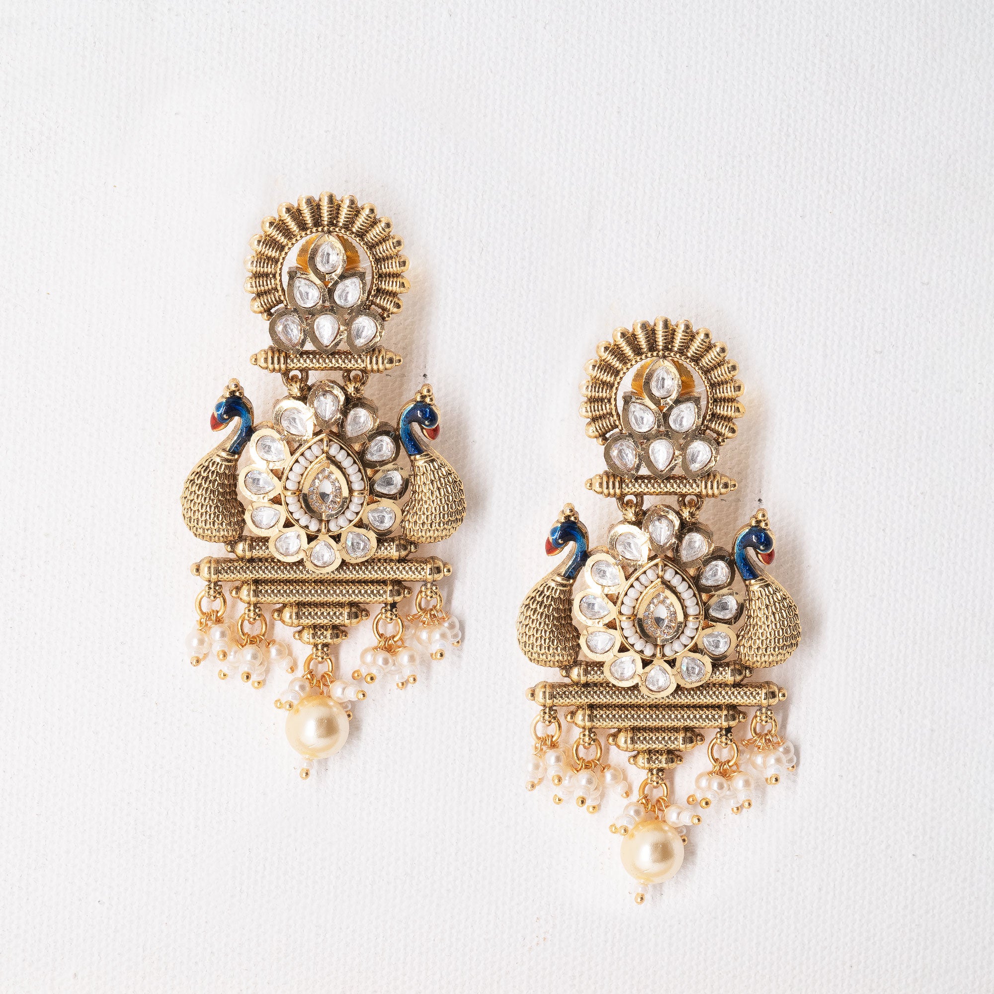 Traditional Dual Peacock Earring Set