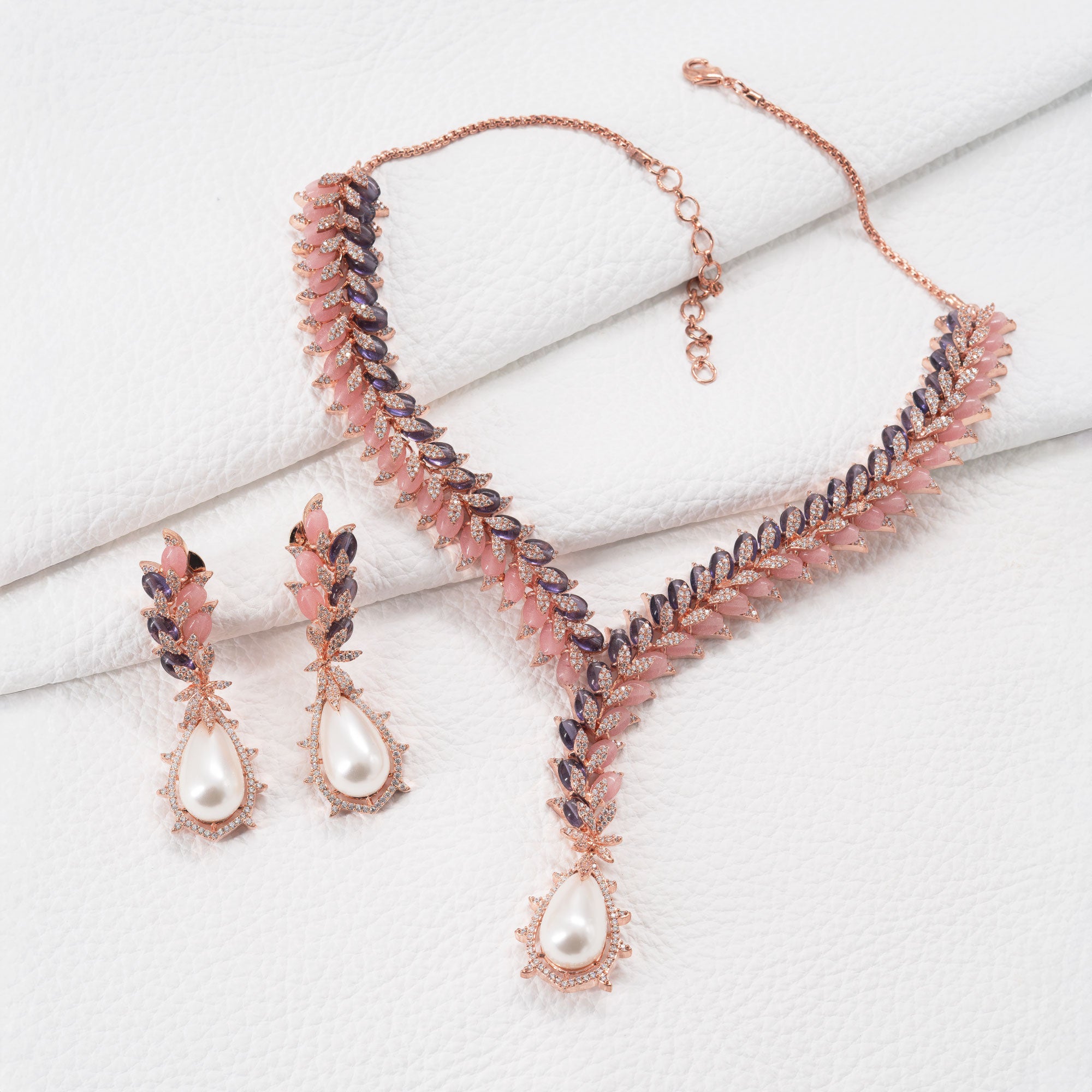 Modern Multicolored Drop Necklace Set