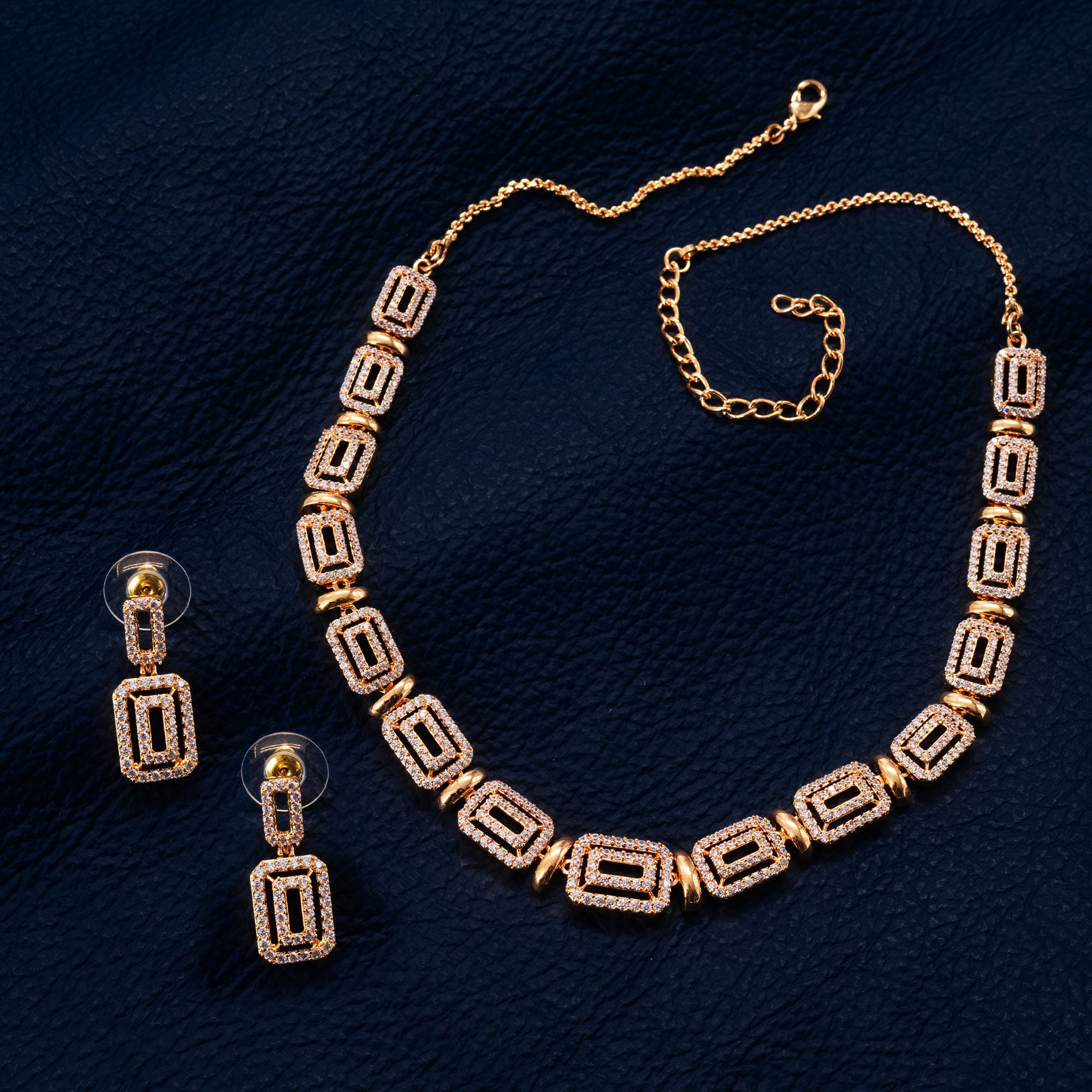 Modern Hollow Box Necklace Set