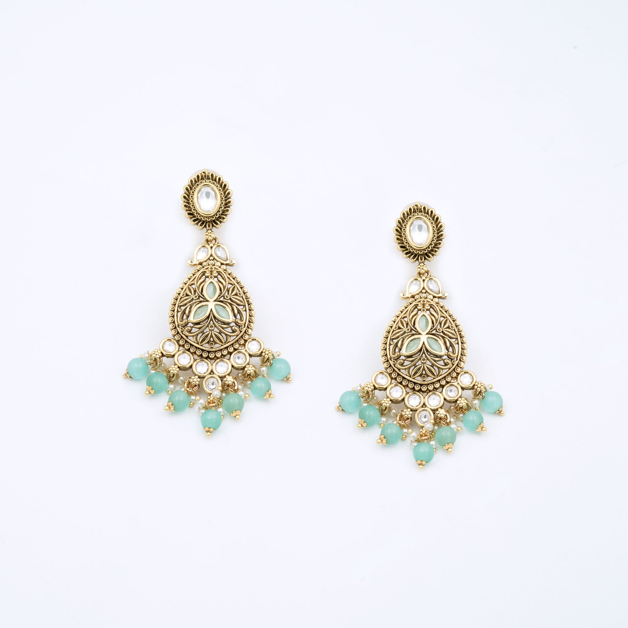 Traditional Round Top Spear Earring Set