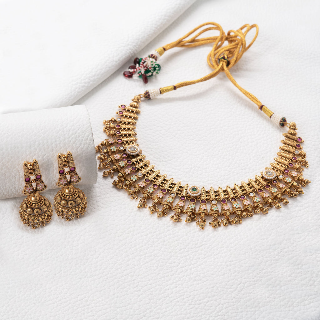 Trendy Temple Design Necklace Set