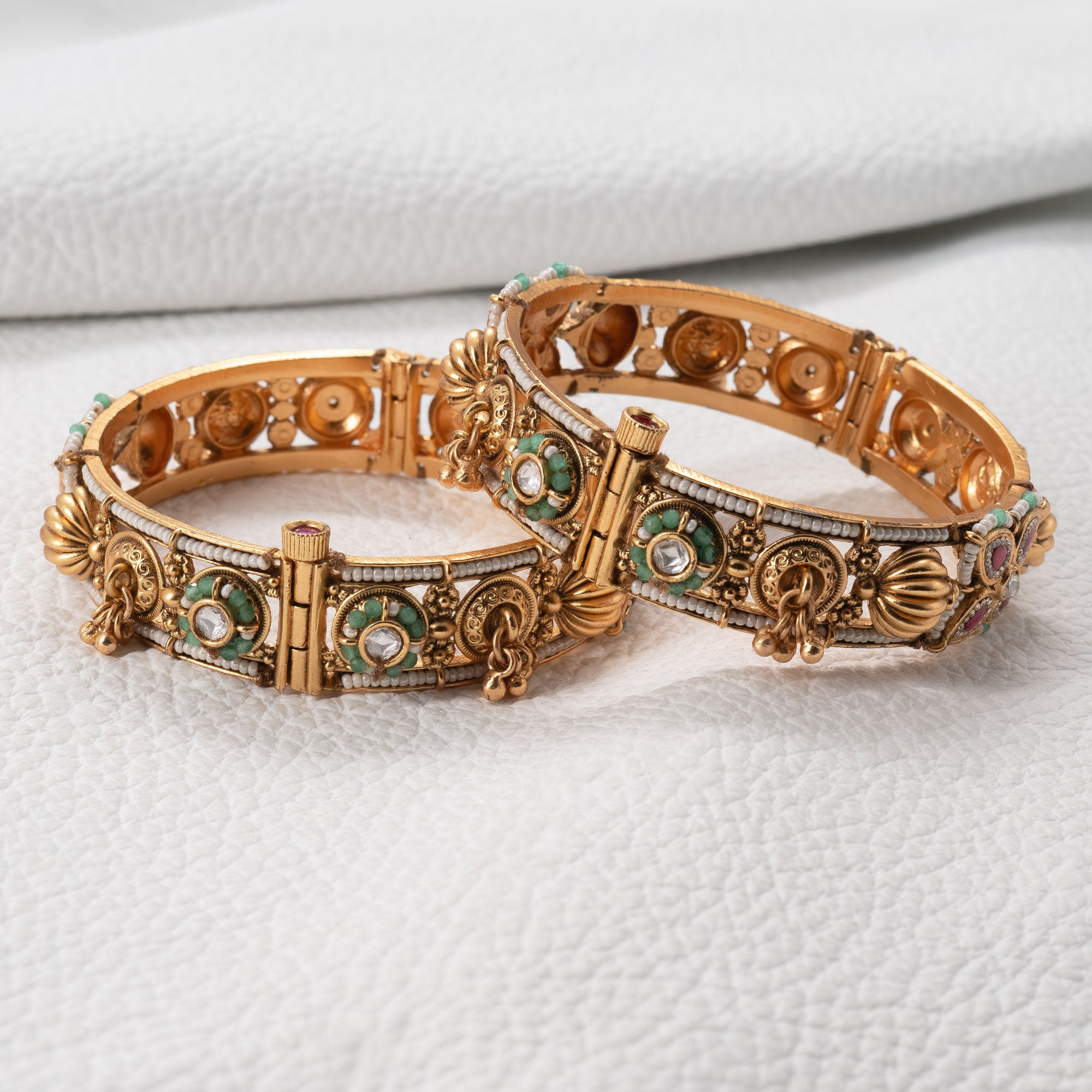 Trendy Multicolored Butterfly and Dome Bangles (Set of 2)