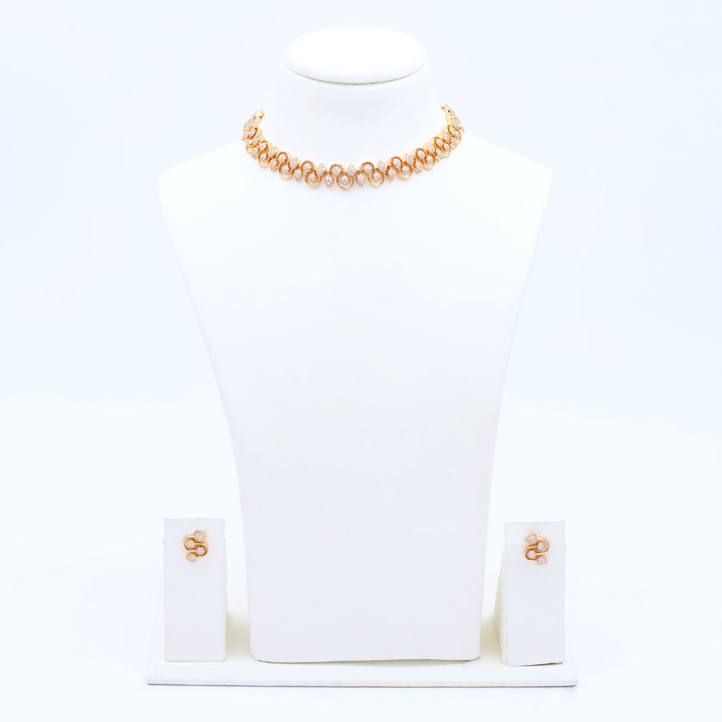 Modern Interlink Leaf Necklace Set