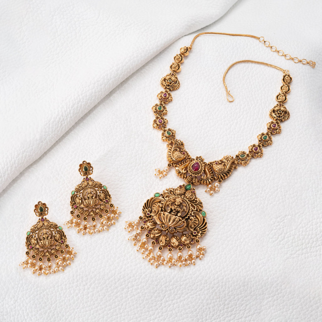 Traditional Lakshmi and Swan Necklace Set
