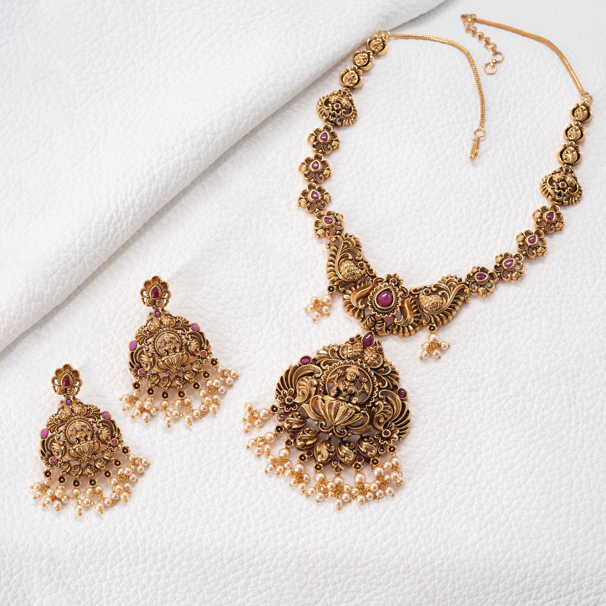 Traditional Lakshmi and Swan Necklace Set
