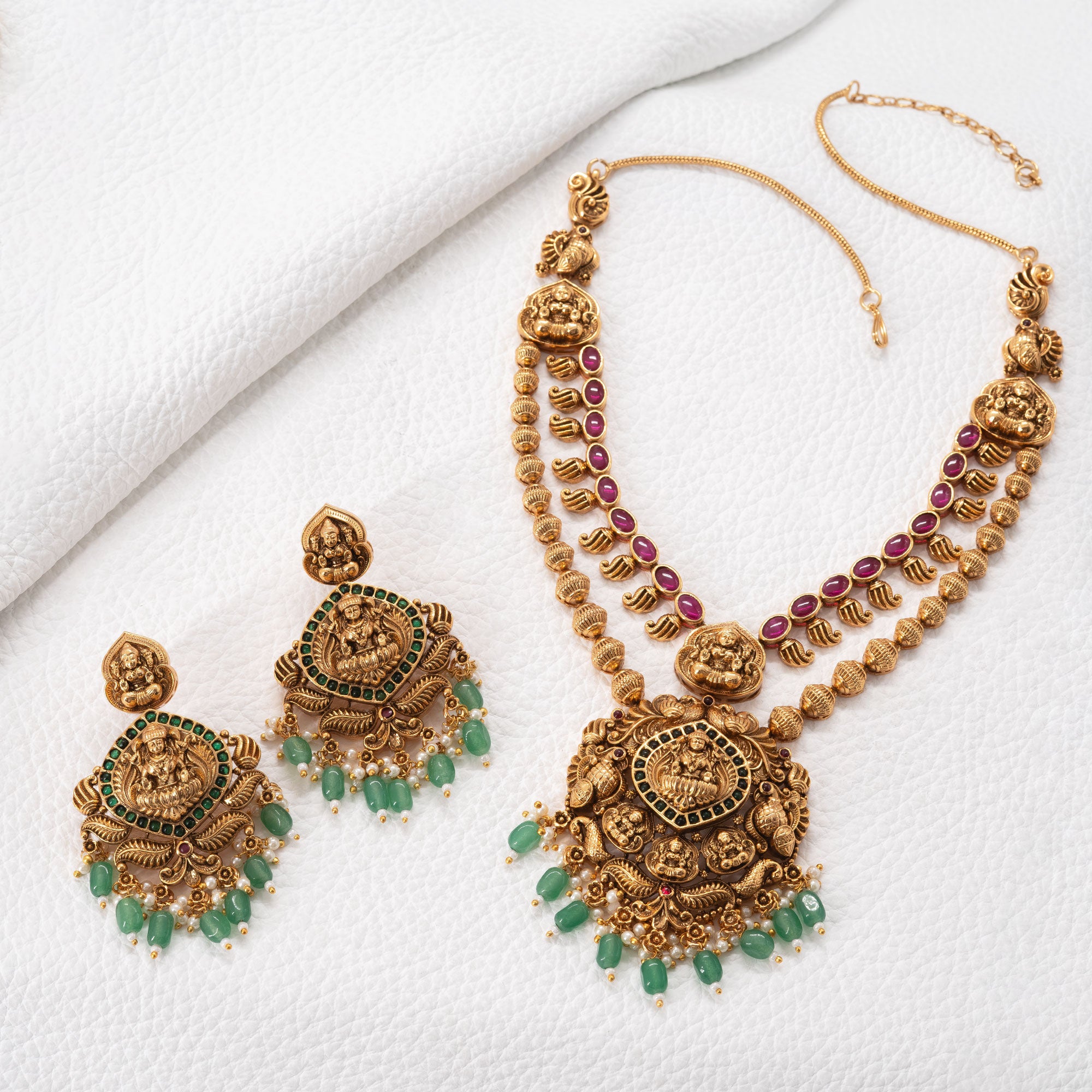 Traditional Multilayered Lakshmi Necklace Set